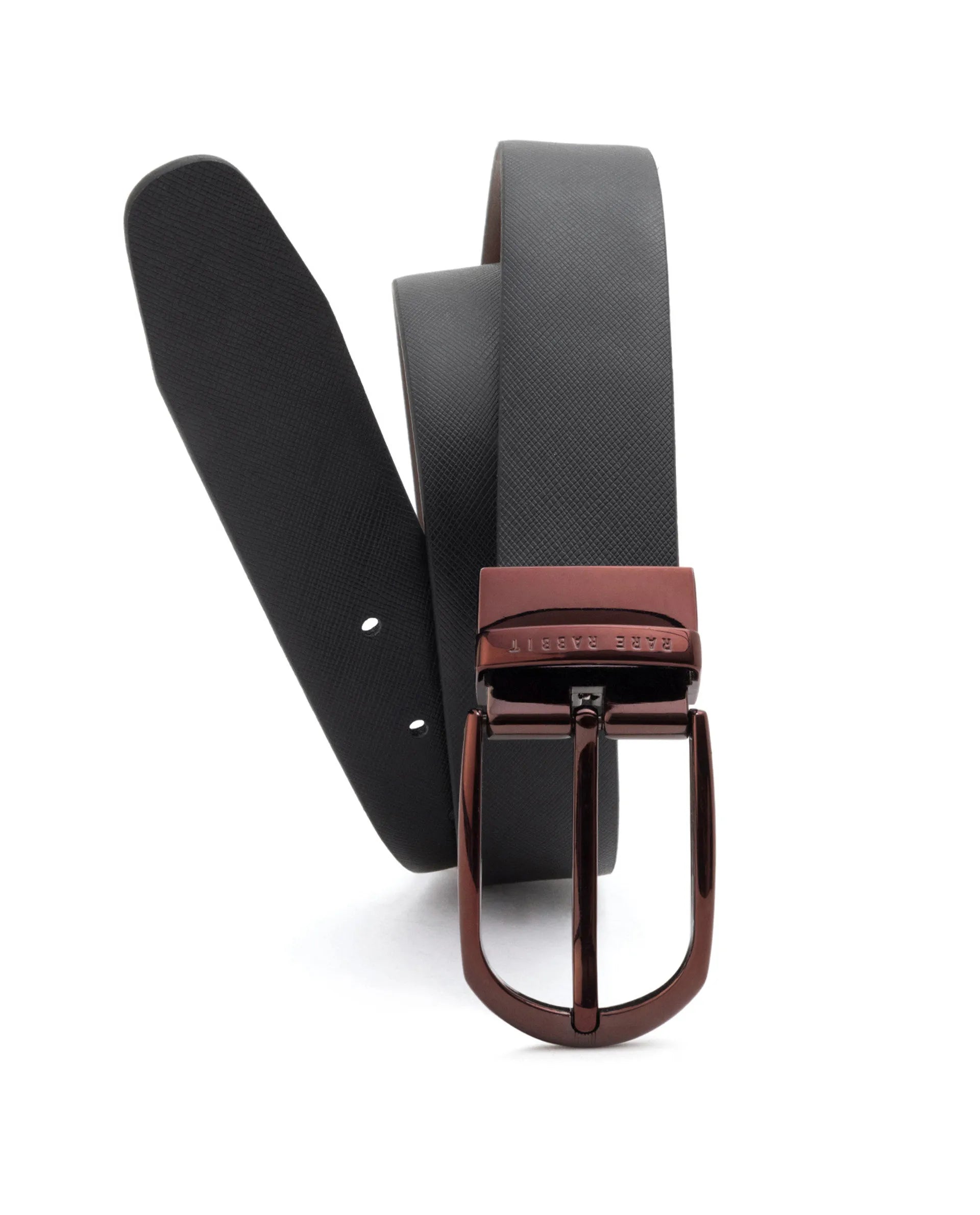 Rare Rabbit Men'S Grata Black Belt Leather