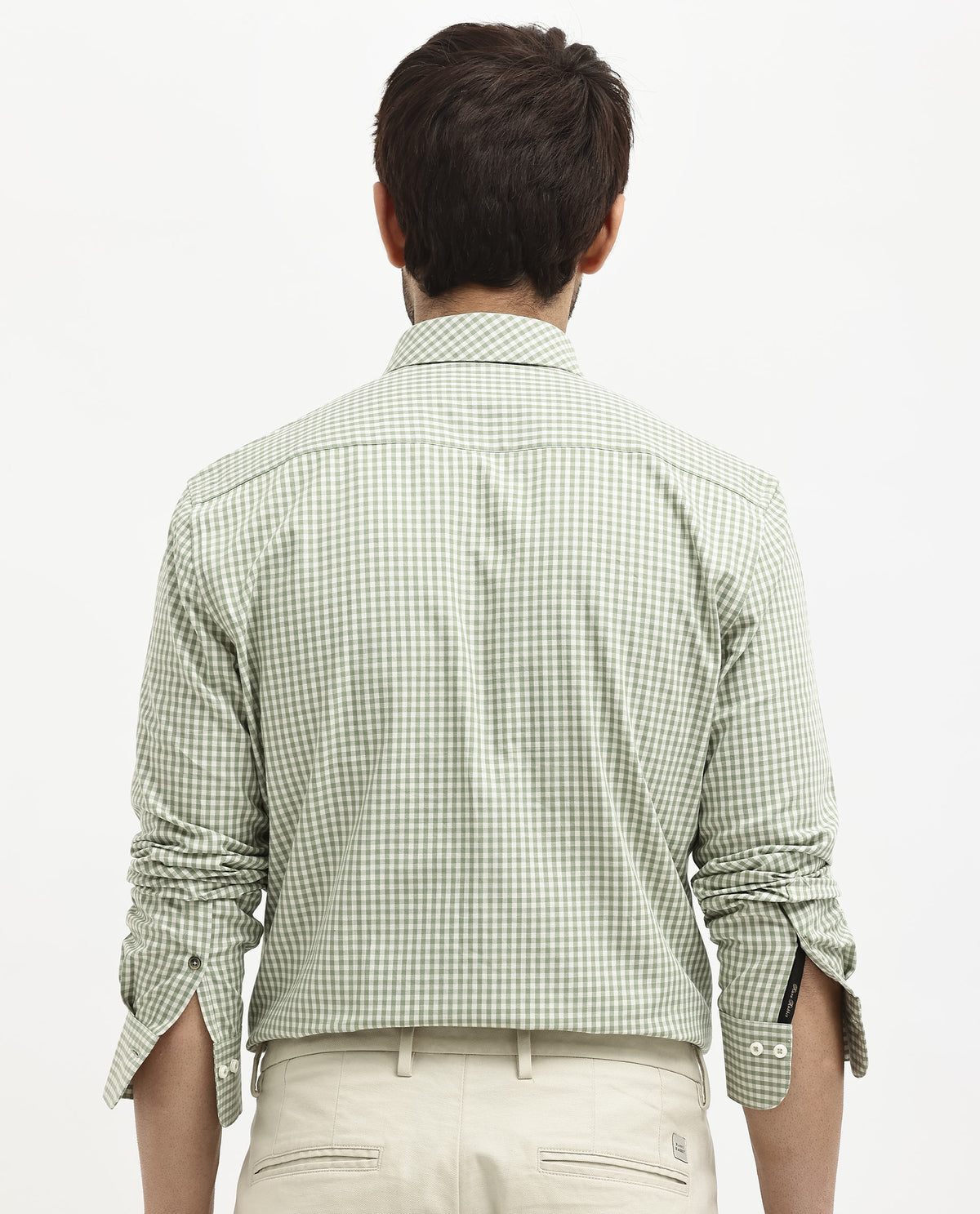 Rare Rabbit Mens Grino Dusky Green Cotton Fabric Full Sleeve Regular Fit Gingham Checks Shirt