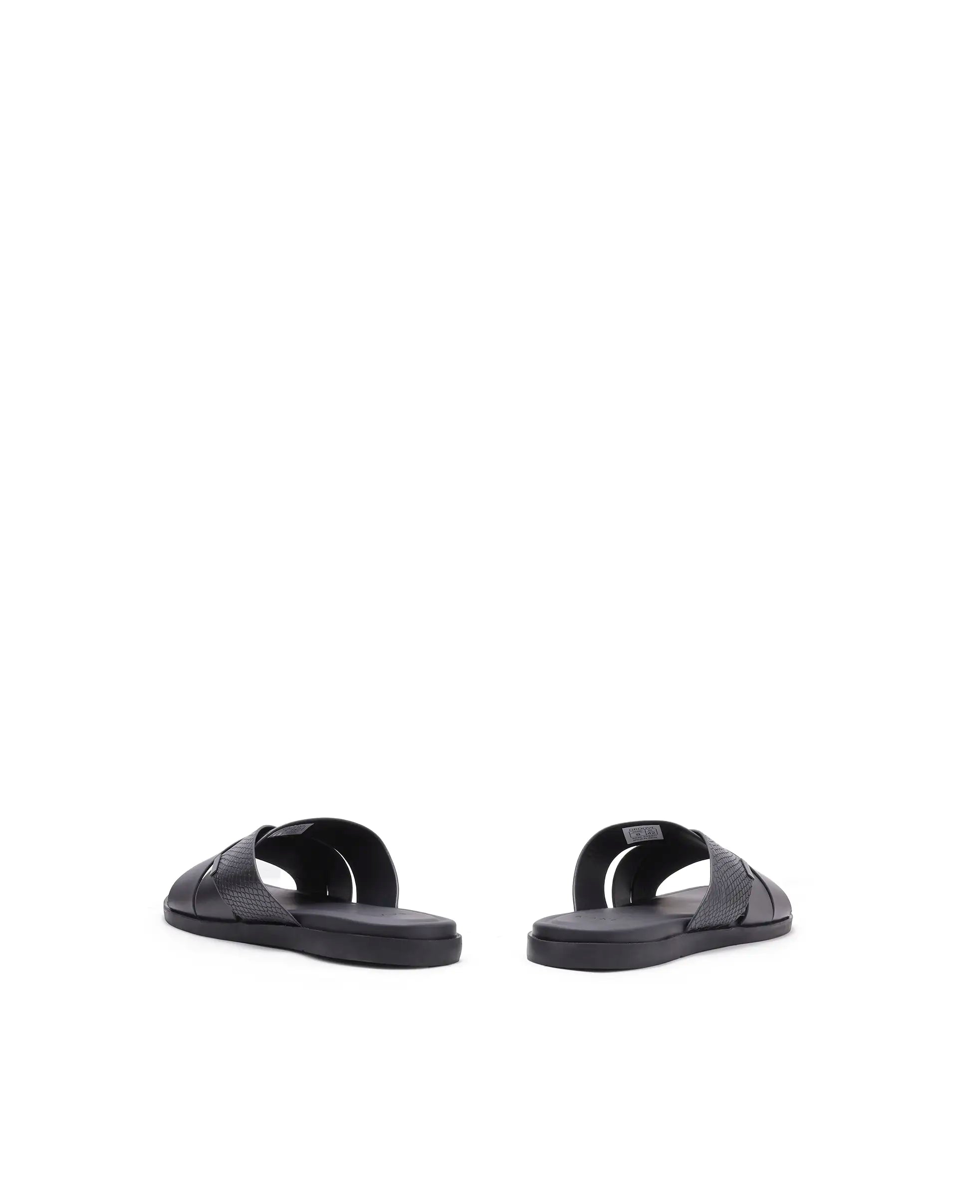 Rarez Men's Groove Black Leather Regular Sandal