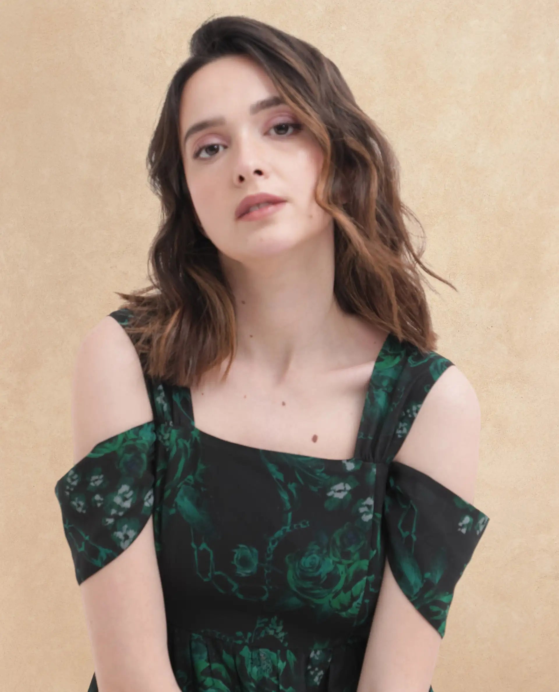 Rareism Women Groves Black Polyester Fabric Noodle Strap Print Relaxed Fit Longline Dress