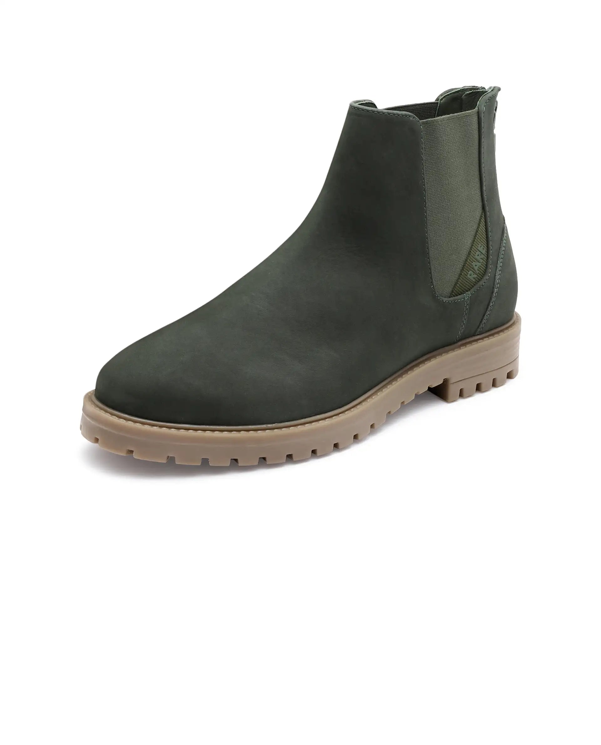 Rare Rabbit Men's Gum Pro Green Classic Chelsea Boot
