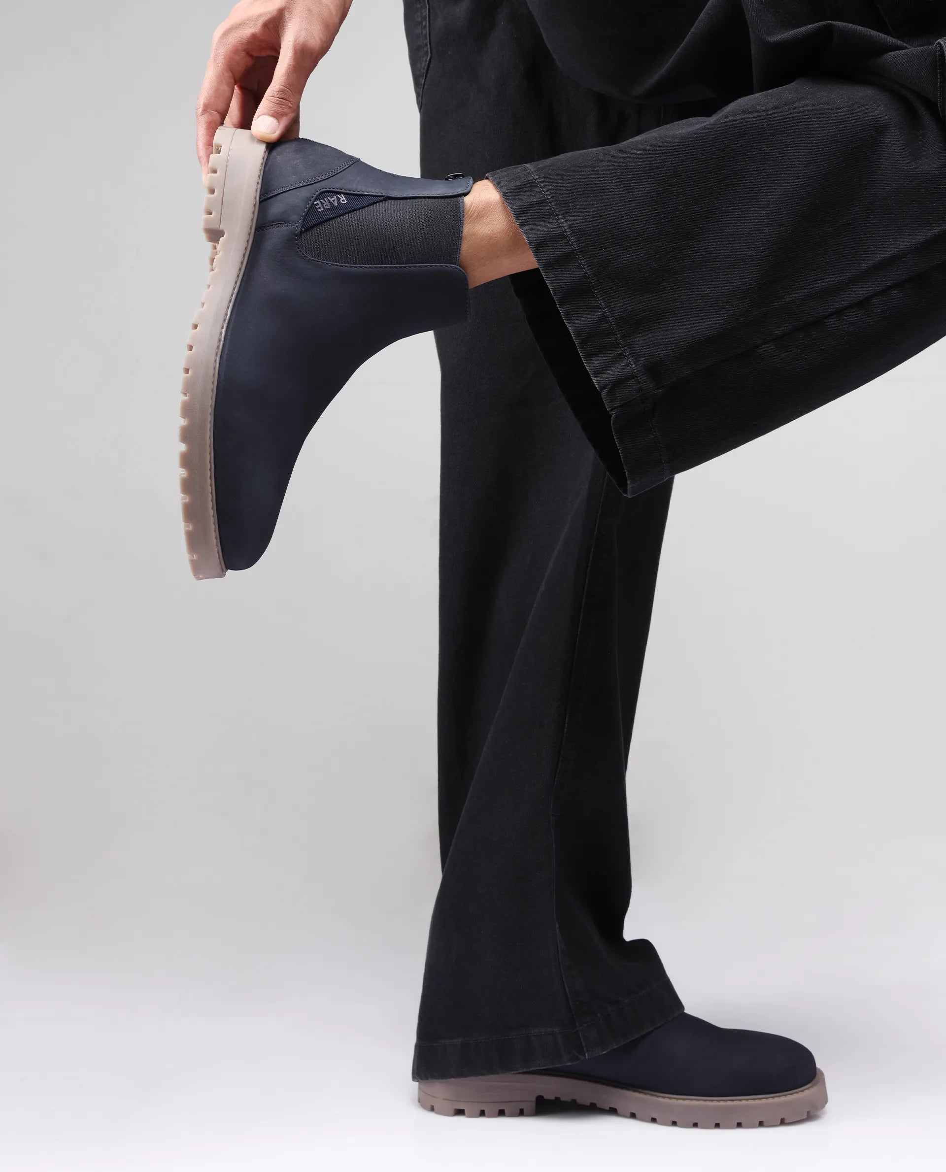 Rare Rabbit Men's Gum Pro Navy Classic Chelsea Boot
