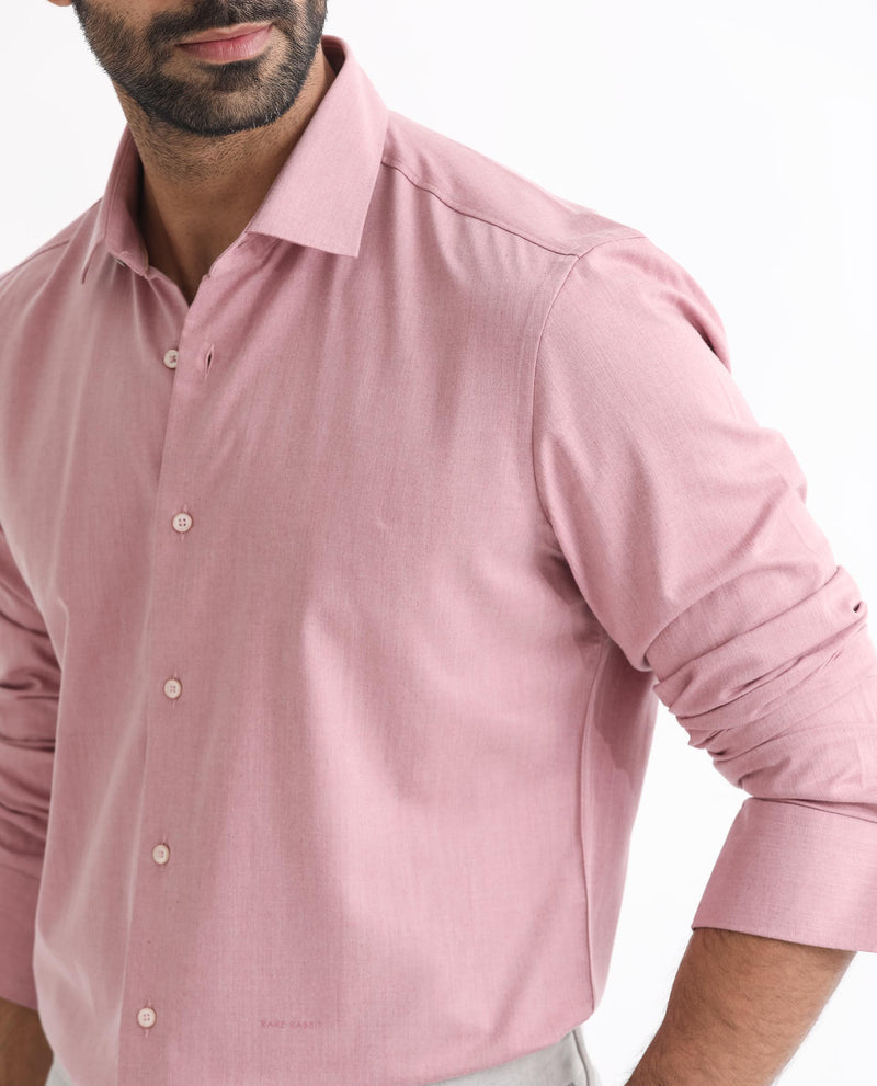 Rare Rabbit Men's Gunjan Pink Full Sleeves Solid Shirt