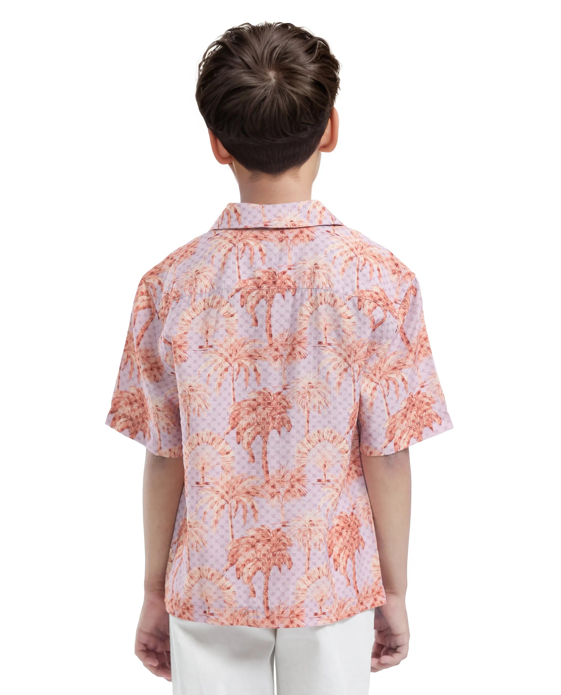 Rare Ones Kids Gusy-K Purple Viscose Blend Half Sleeve Button Printed Regular Fit Shirt