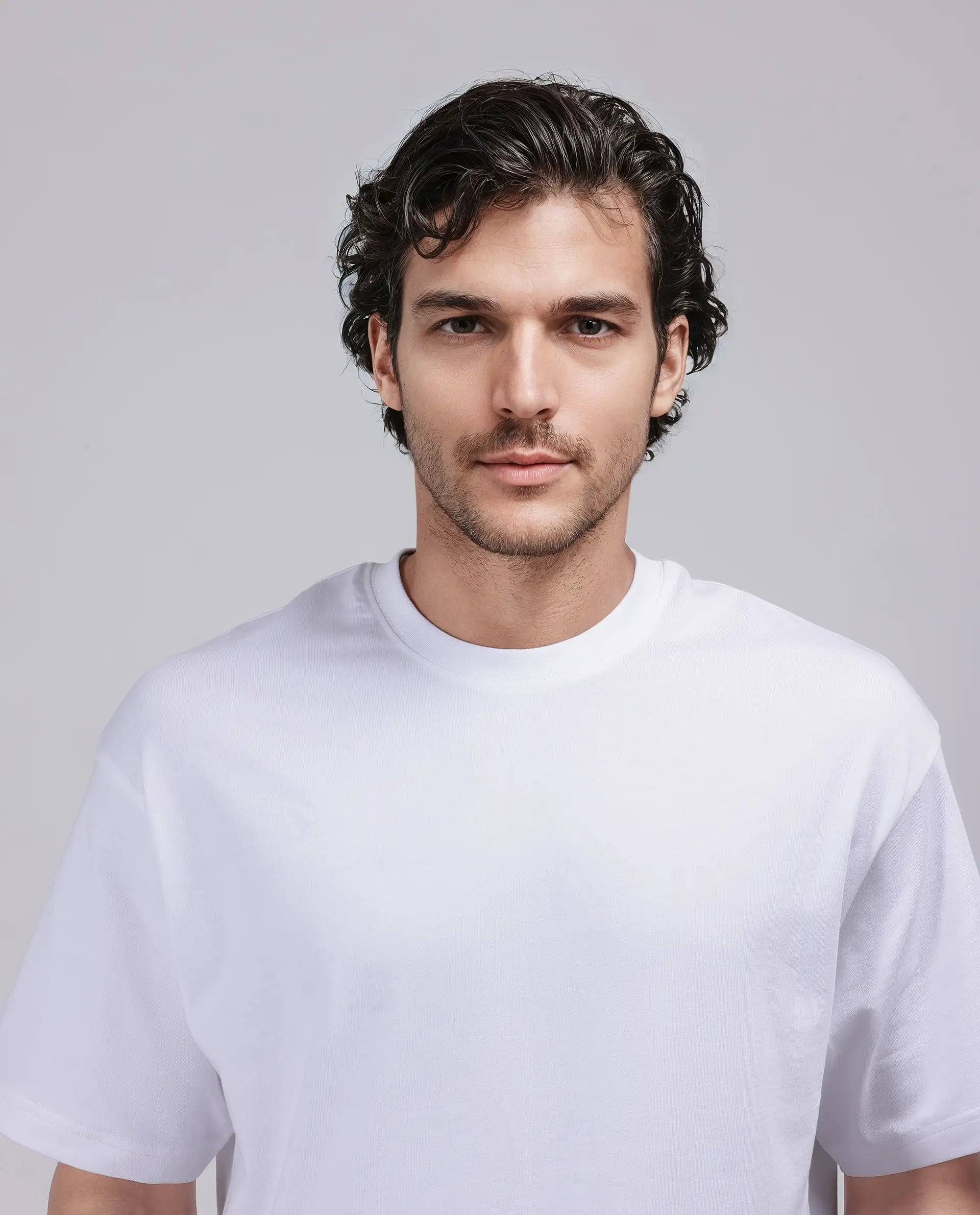 Rare Rabbit Men Haf White Cotton Fabric Short Sleeve Crew Neck Oversized Fit Graphic Paisley Print T-Shirt