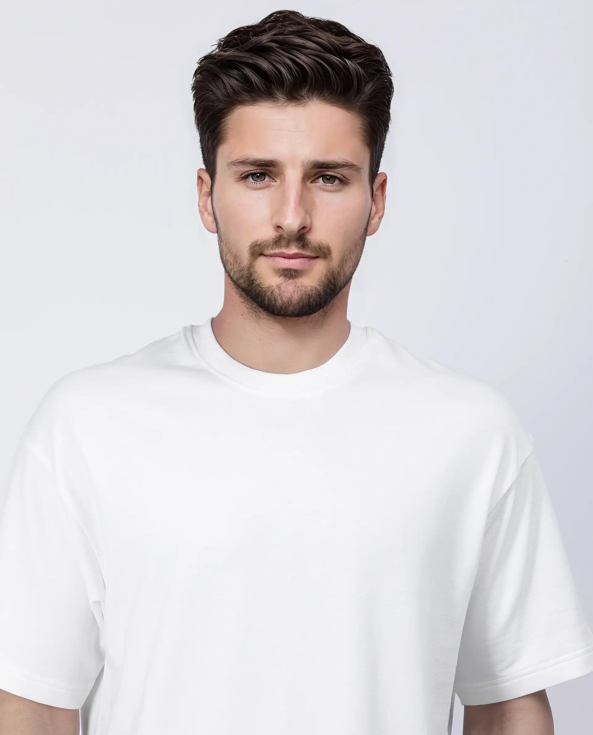 Rare Rabbit Men's Halen Off White Cotton Graphic Print Oversized Fit Half Sleeve Crew Neck T-Shirt