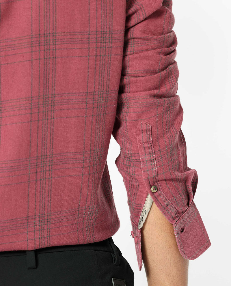 Rare Rabbit Men's Hammel Dark Pink Cotton Fabric Full Sleeves Checks Shirt