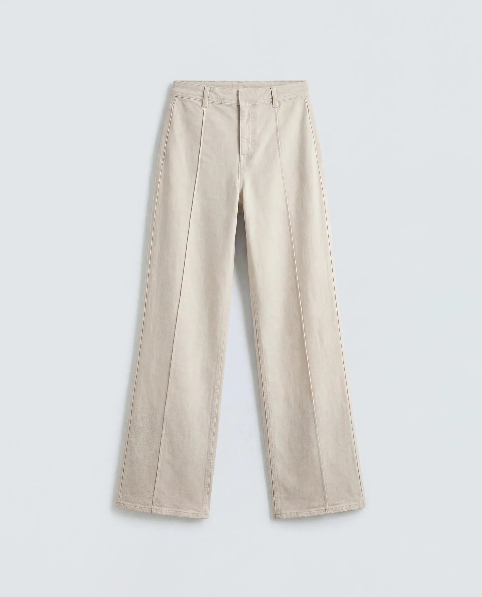 Rareism Women's Exenta Beige Cotton Wide Leg Plain Jeans