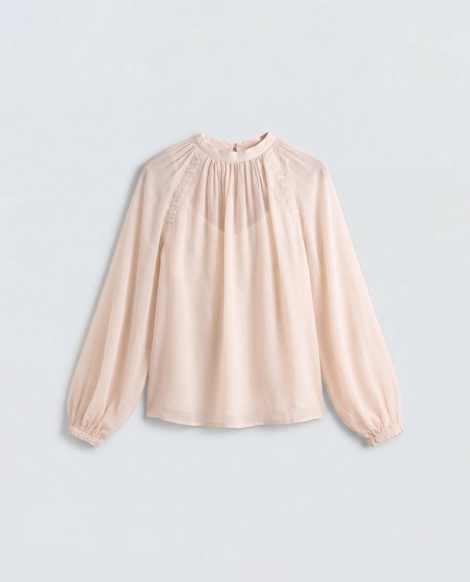 Rareism Women's Holto Beige Viscose Blend High Neck Relaxed Plain Top