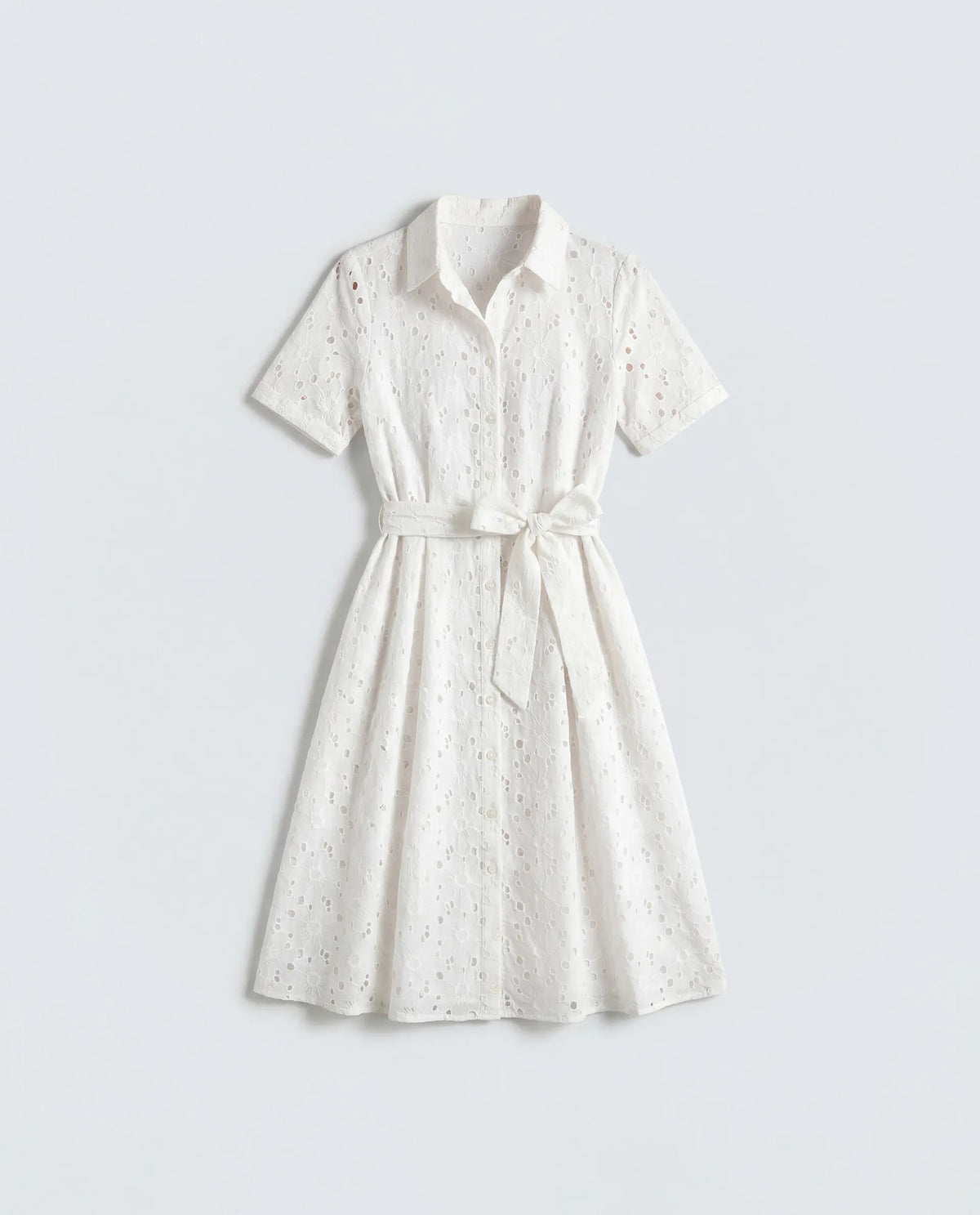 Rareism Women's Rahi Primary White Cotton Half Sleeve Spread Collar A-Line Plain Dress