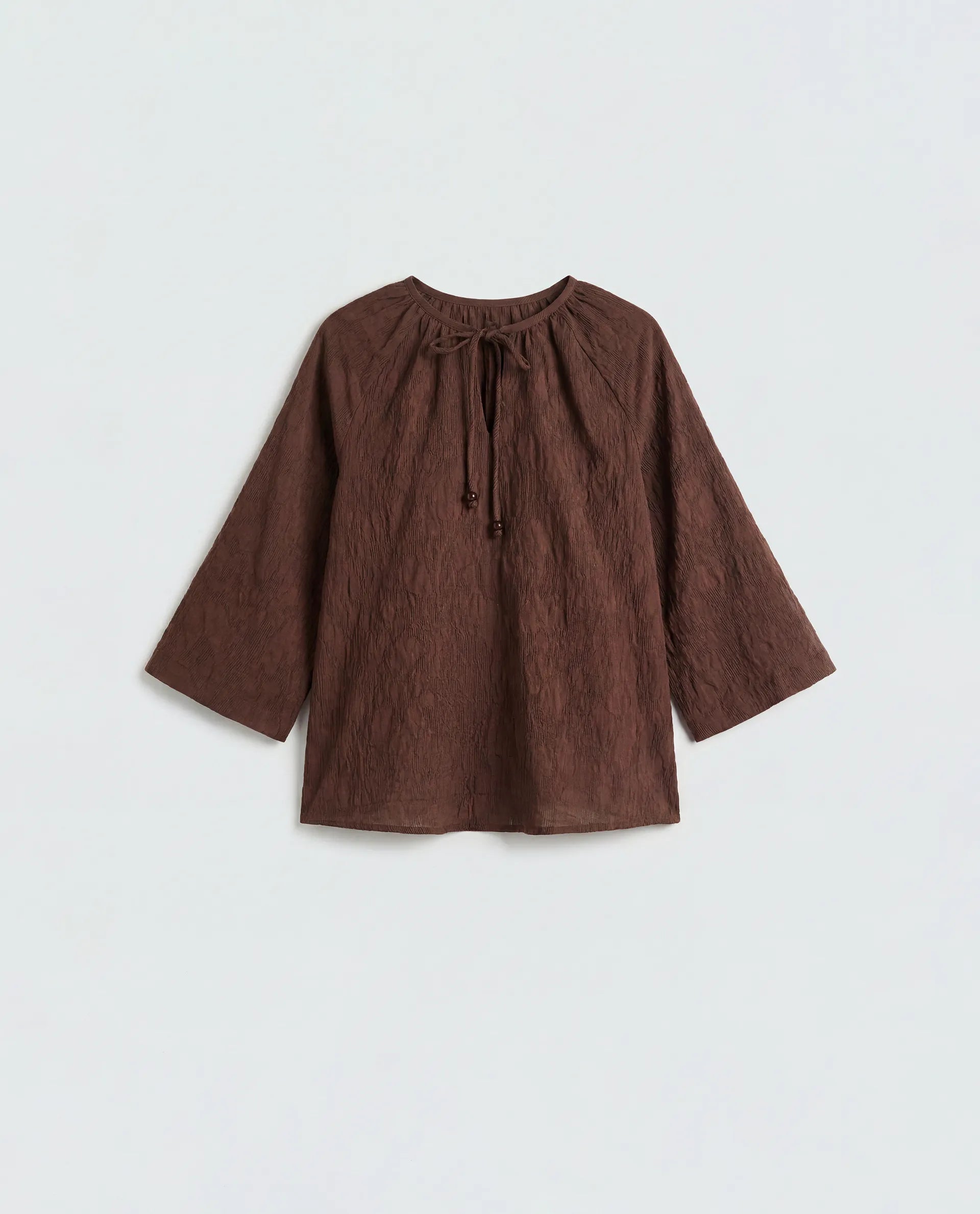 Rareism Women's Rucos Brown Viscose Blend Crew Neck Relaxed Jacquard Top