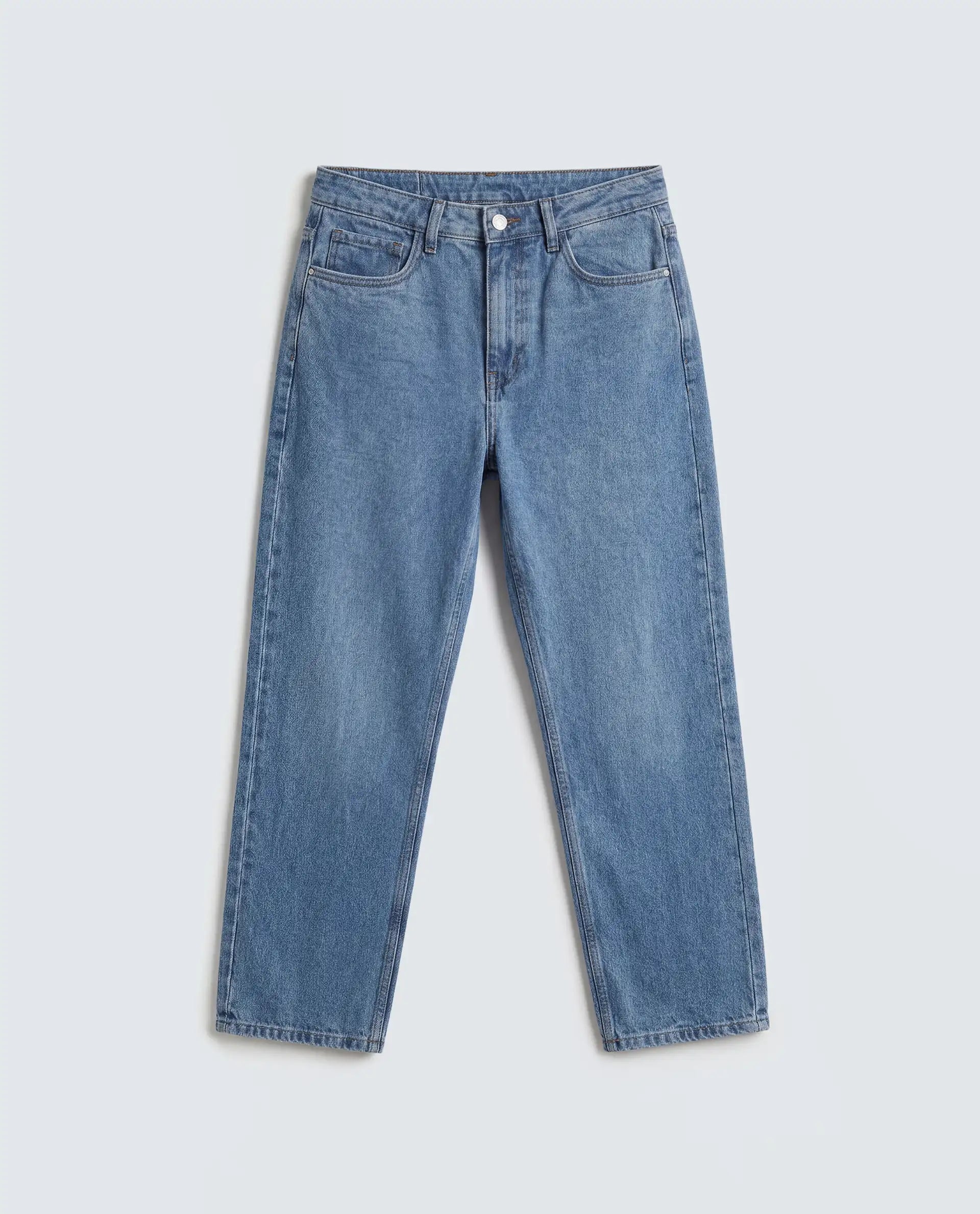 Rareism Women's Strade Blue Cotton Straight Fit Plain Jeans