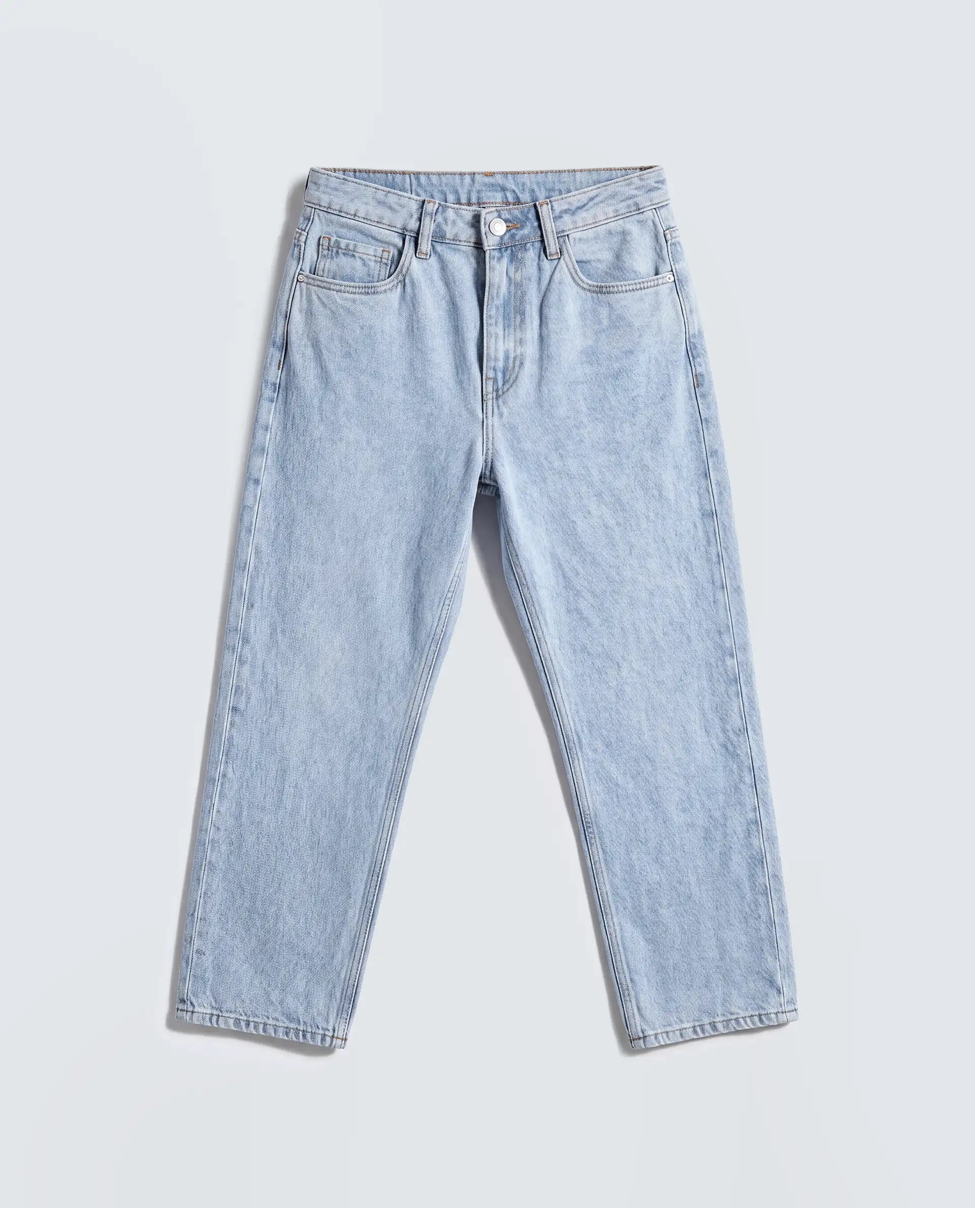 Rareism Women's Strefin Light Blue Cotton Straight Fit Plain Jeans