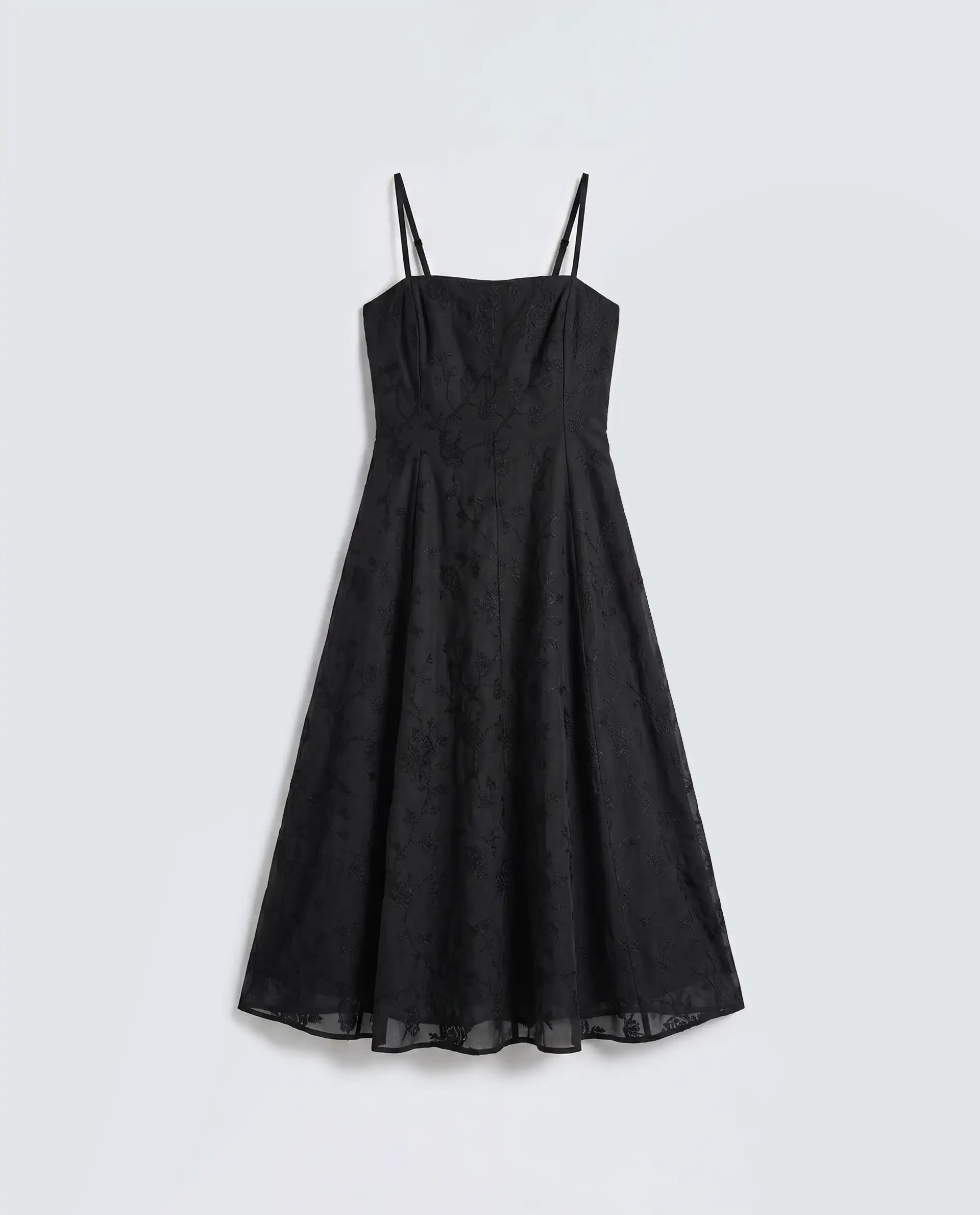 Rareism Women's Trini Dark Black Viscose Fit And Flare Plain Dress