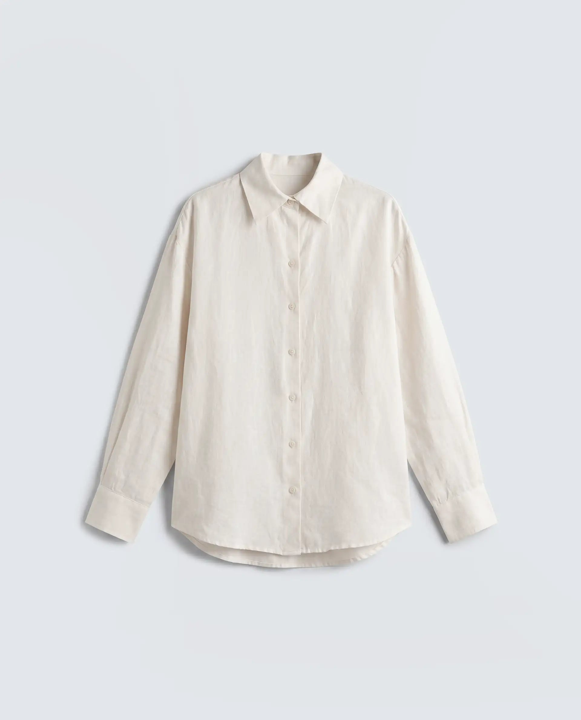 Rareism Women's Uganda White Linen Spread Collar Regular Plain Shirt