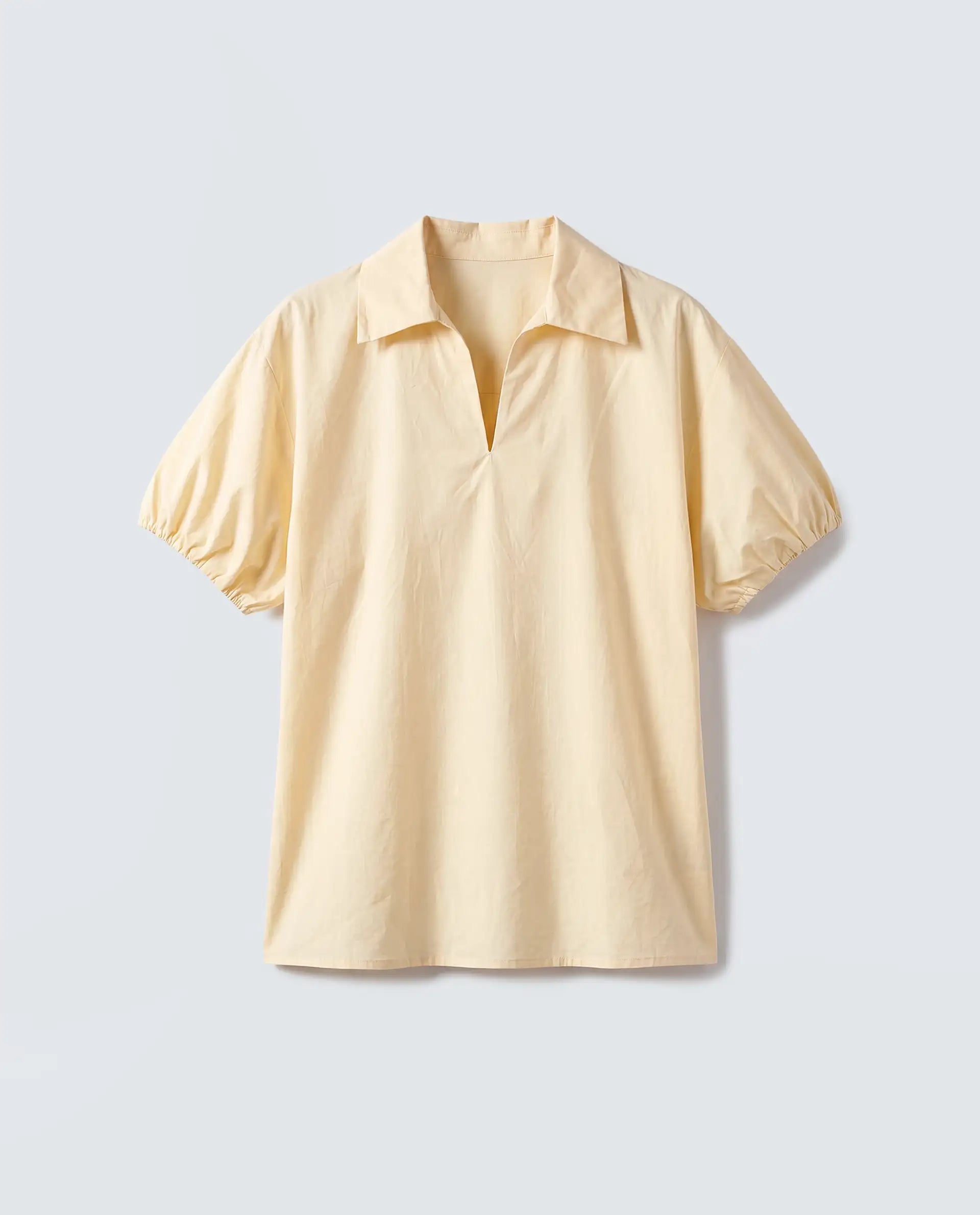 Rareism Women's Valet Yellow Cotton Half Sleeve Jonny Collar Regular Top