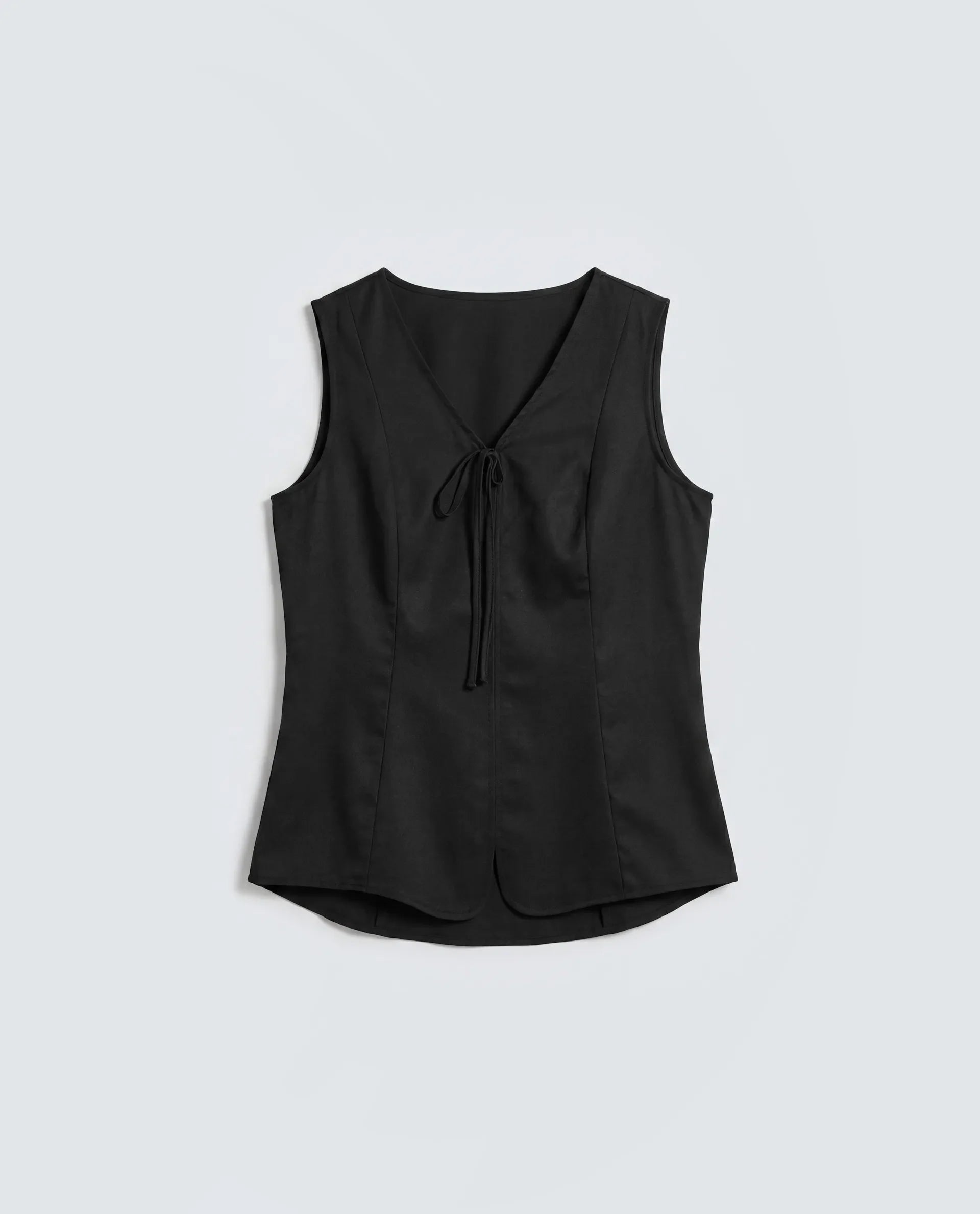 Rareism Women's Valton Black Polyester Sleeveless Regular Fit Plain Top