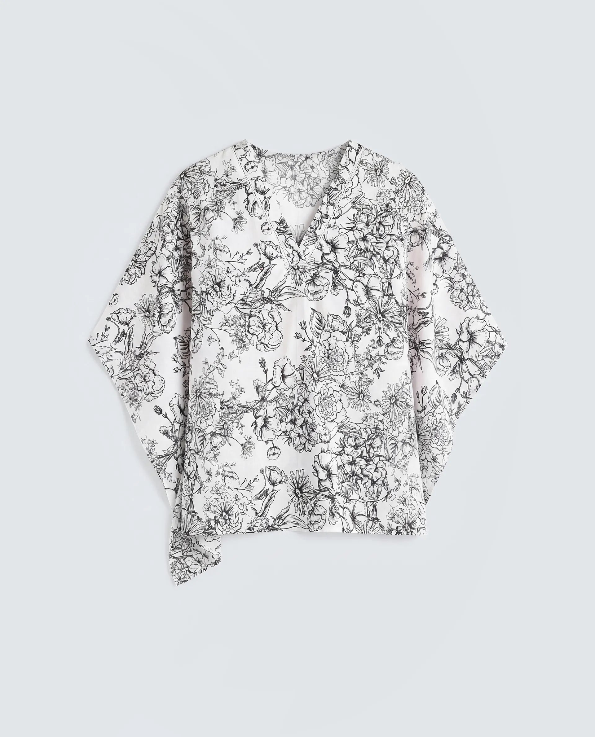 Rareism Women's Vasil White Cotton Half Sleeve V-Neck Regular Fit Floral Print Top