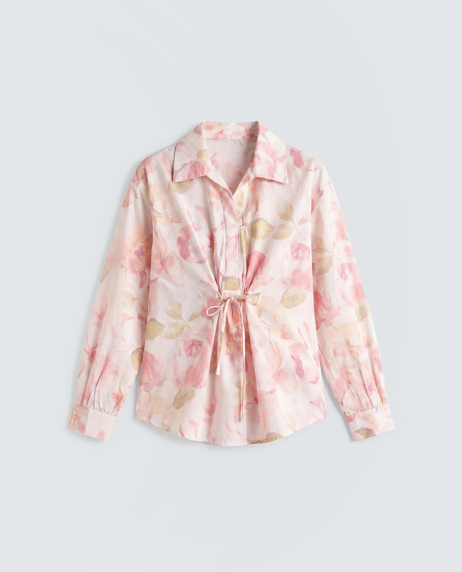 Rareism Women's Vatia Light Multi Cotton Spread Collar Relaxed Floral Print Top