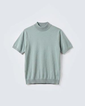 Rare Rabbit Men's Alfet-25 Dusky Green Viscose Plain Regular Fit Half Sleeve High Neck T-Shirt