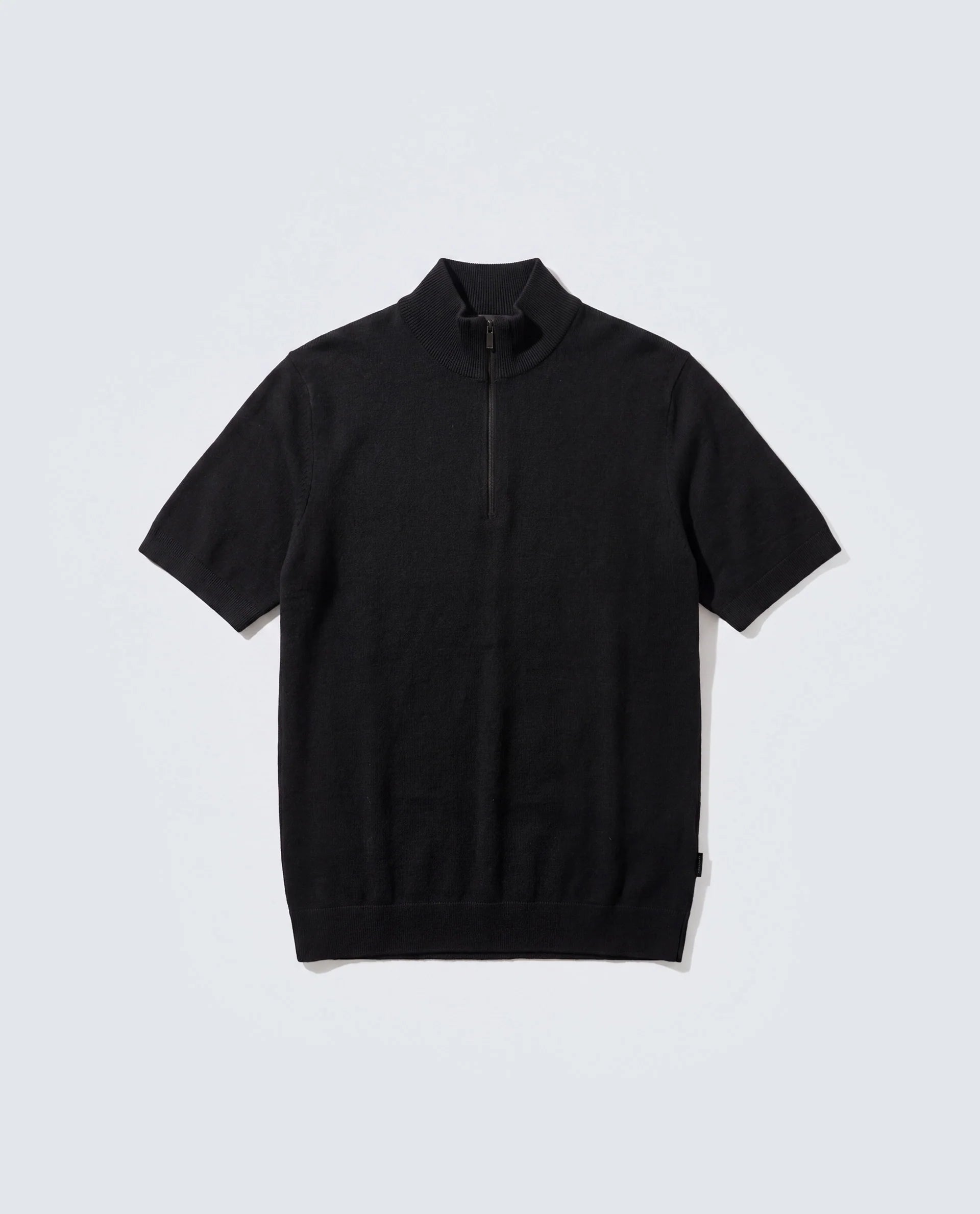 Rare Rabbit Men's Alfeto-25 Black Viscose Plain Regular Fit Half Sleeve High Neck Polo