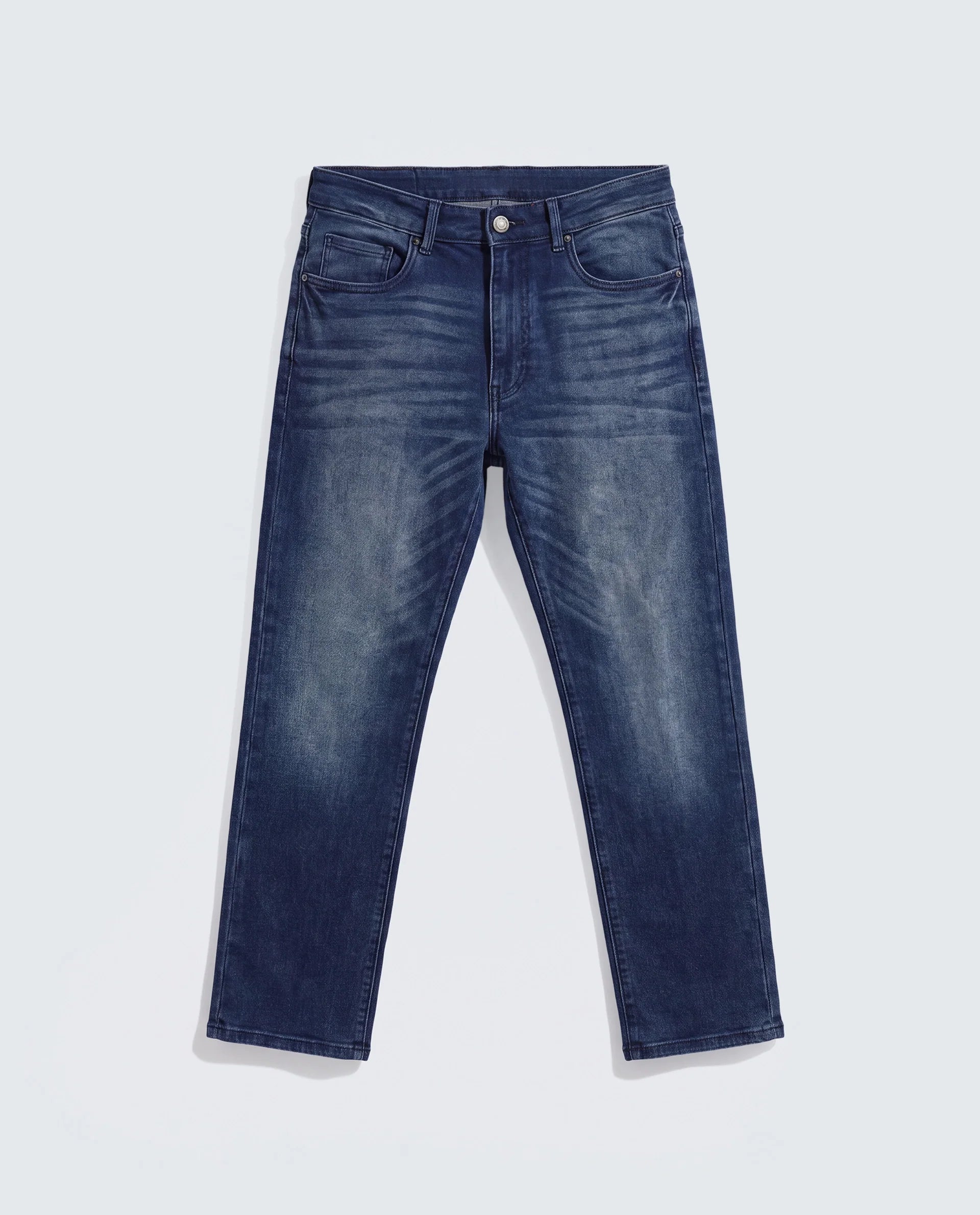 Rare Rabbit Men's Bluxx Dark Blue Cotton Blend Fabric Morris Regular Plain Jeans