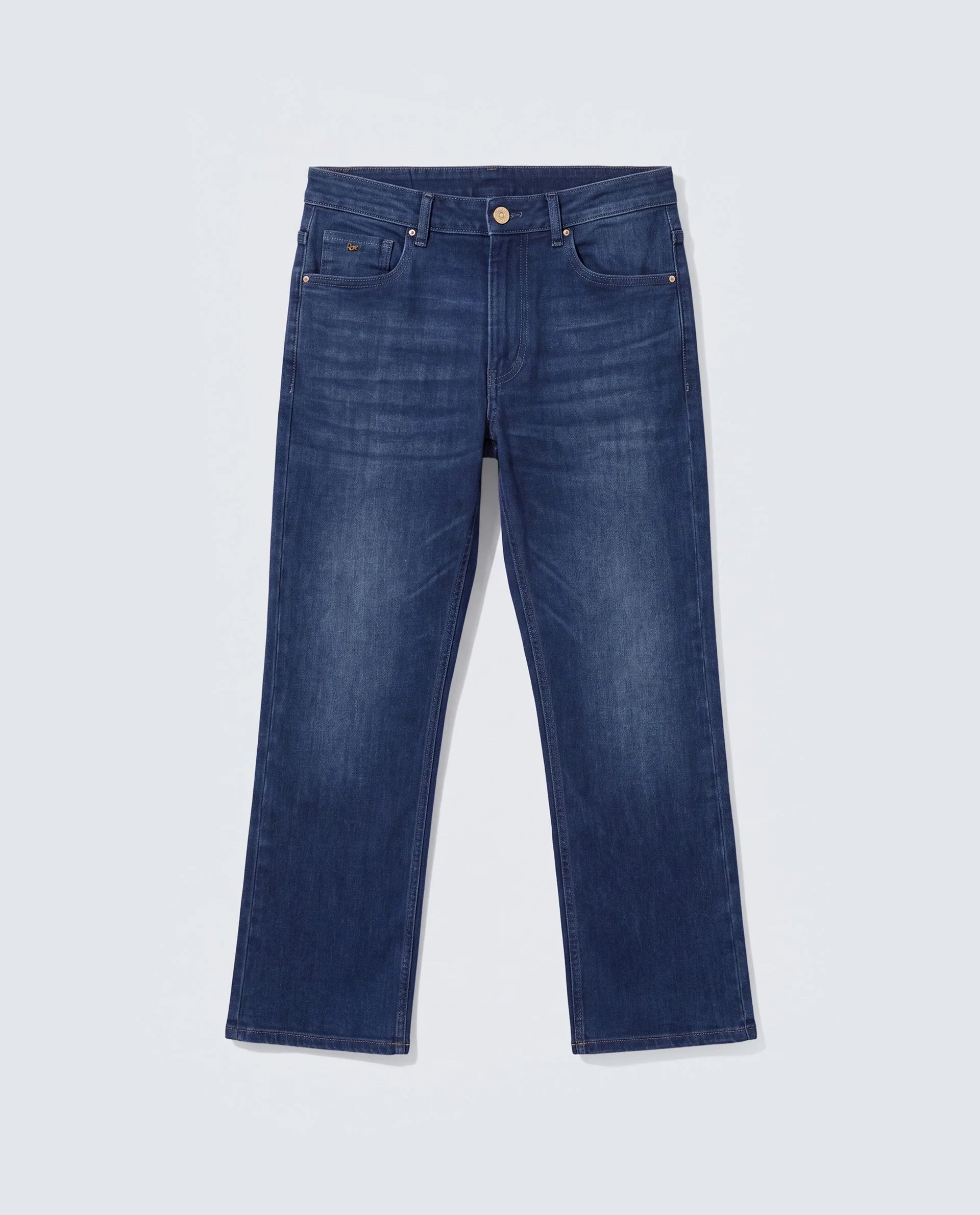 Rare Rabbit Men's Bolt Blue Cotton Blend Plain Morris Regular Fit Jeans