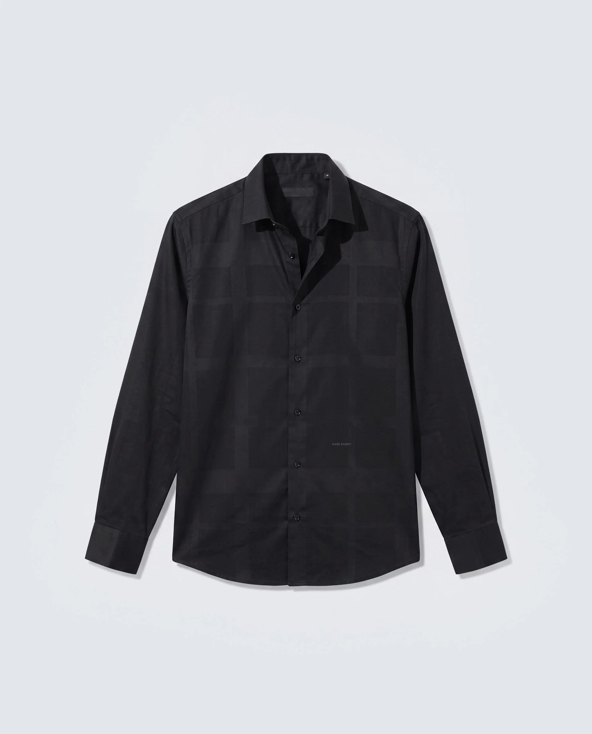 Rare Rabbit Men's Boxlet 25 Black Cotton Blend Checked Print Regular Fit Full Sleeve Collared Shirt