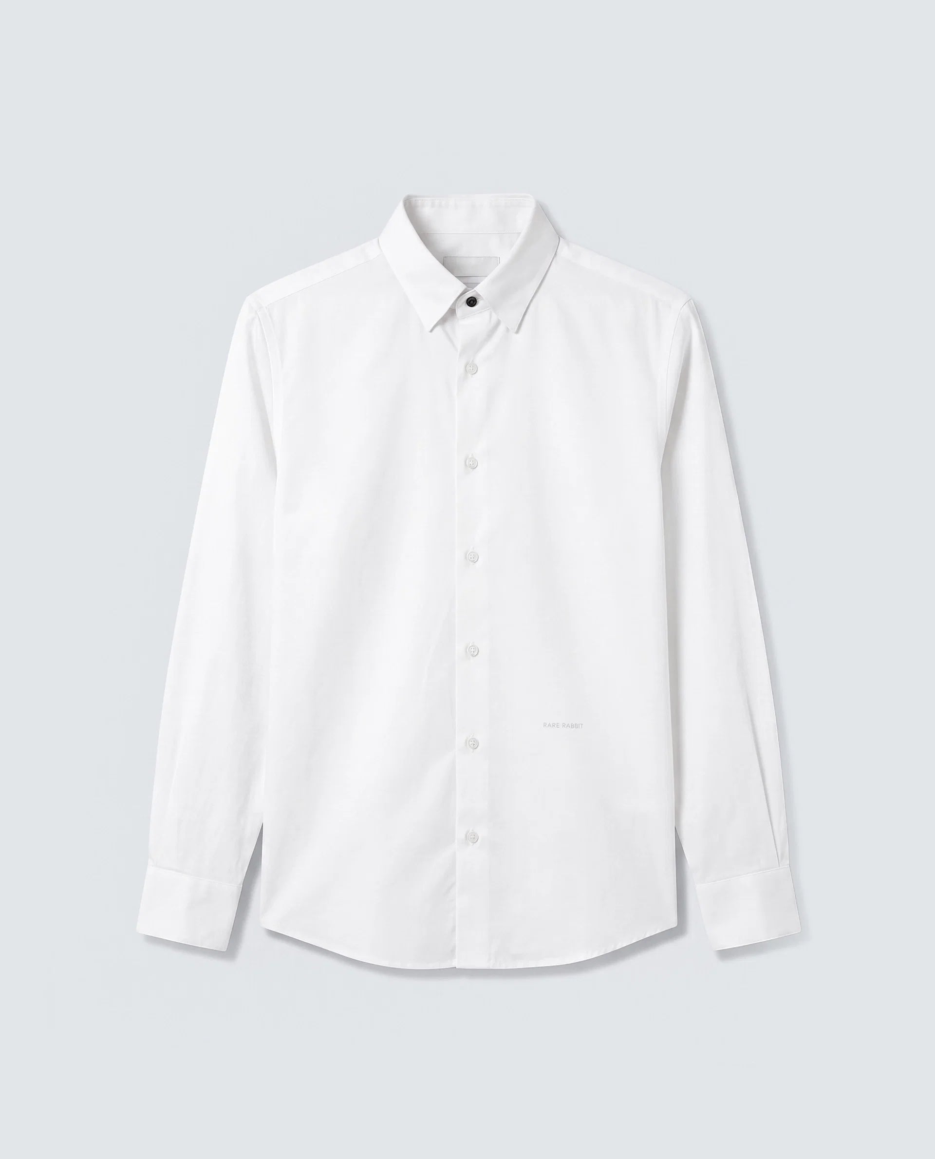 Rare Rabbit Men's Como-Aw26 White Cotton Blend Spread Collar Regular Plain Shirt