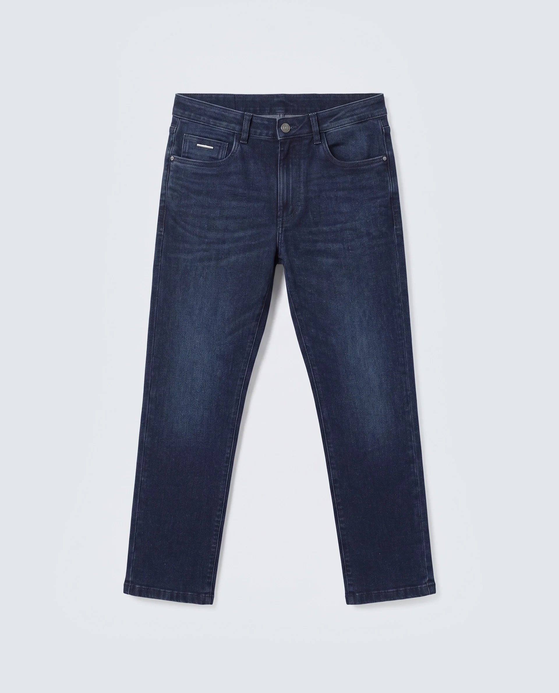 Rare Rabbit Men's Evolve 26 Dark Navy Cotton Blend Morris Regular Fit Plain Jeans