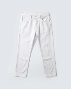 Rare Rabbit Men's Frost White Cotton Plain Morris Regular Fit Jeans