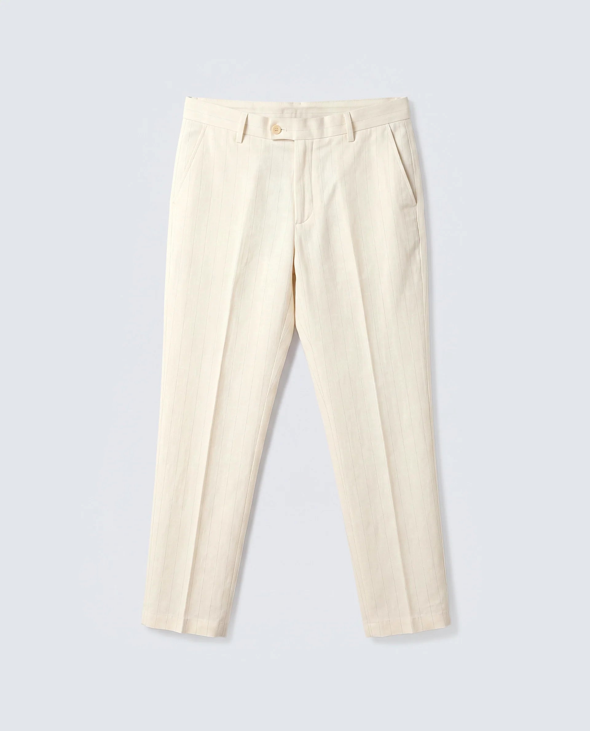 Rare Rabbit Men's Jlo-Ss26 Beige Linen Blend Fabric Regular Fit Striped Trouser