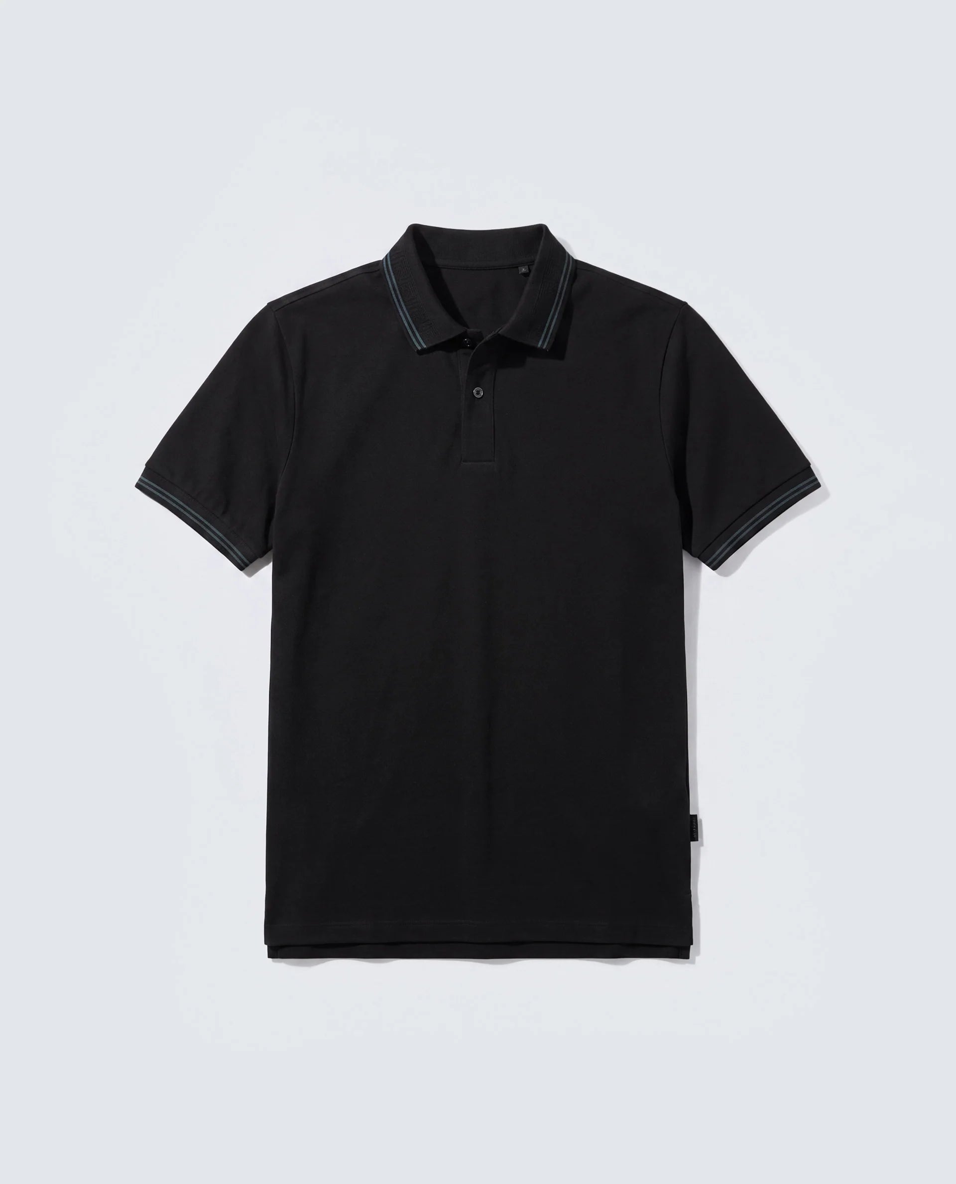 Rare Rabbit Men's Mace Black Cotton Blend Plain Regular Fit Half Sleeve Polo