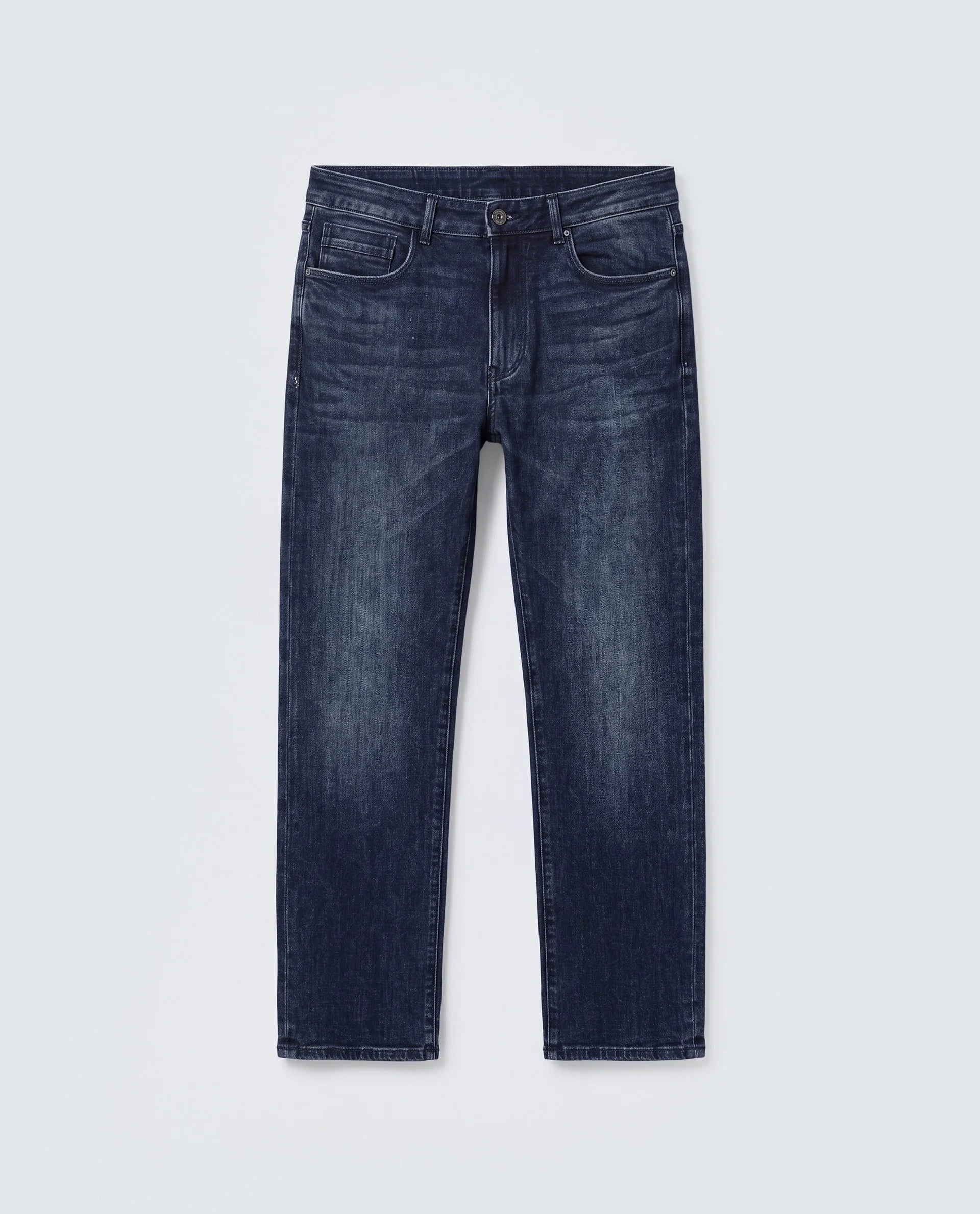 Rare Rabbit Men's Mond Dark Blue Cotton Blend Fabric Morris Regular Fit Plain Jeans