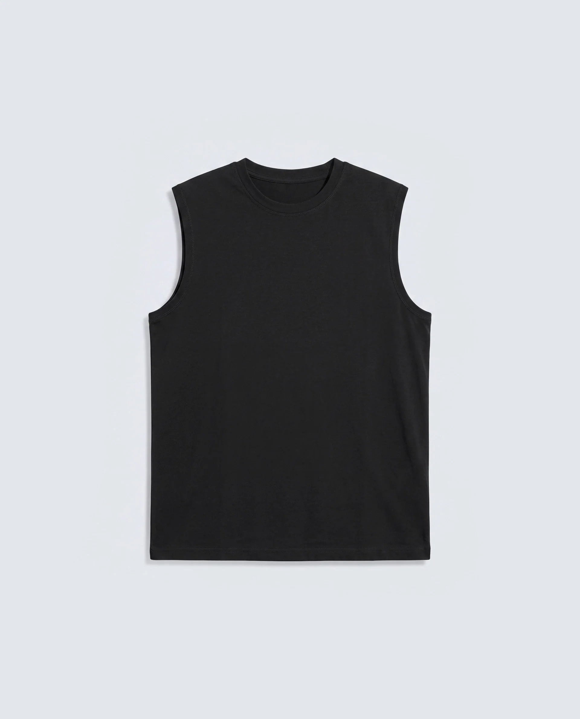 Rare Rabbit Men's Nats Black Cotton Lycra Fabric Regular Fit Plain Stretchable Sleeveless Vest