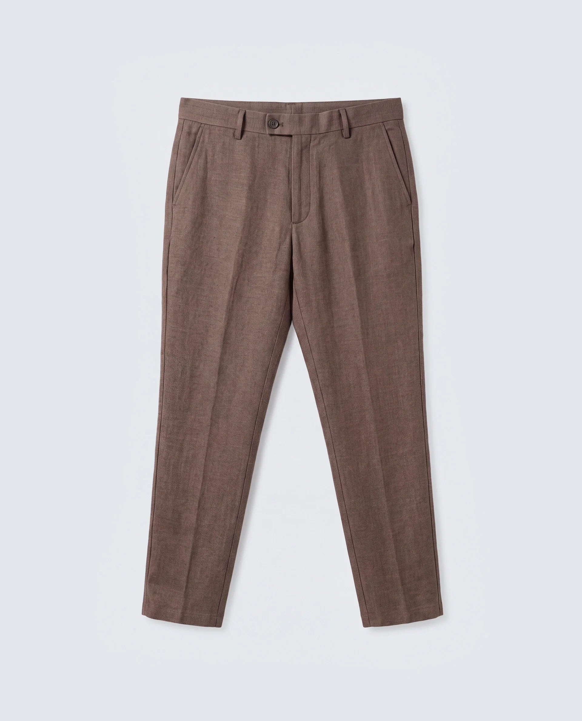 Rare Rabbit Men's Post Brown Cotton Blend Fabric Regular Fit Plain Trouser
