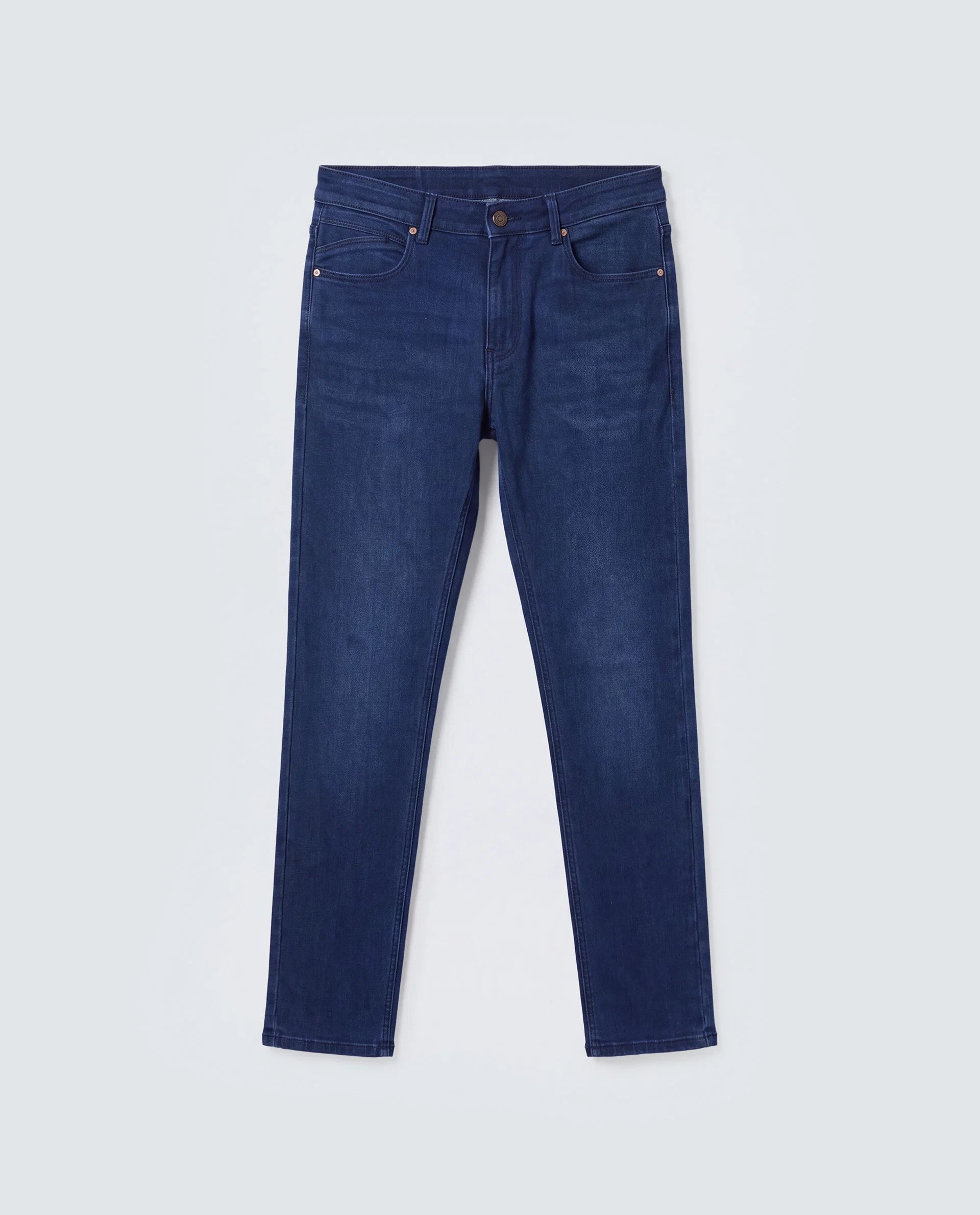 Rare Rabbit Men's River Blue Cotton Blend Fabric Hawk Slim Fit Plain Jeans