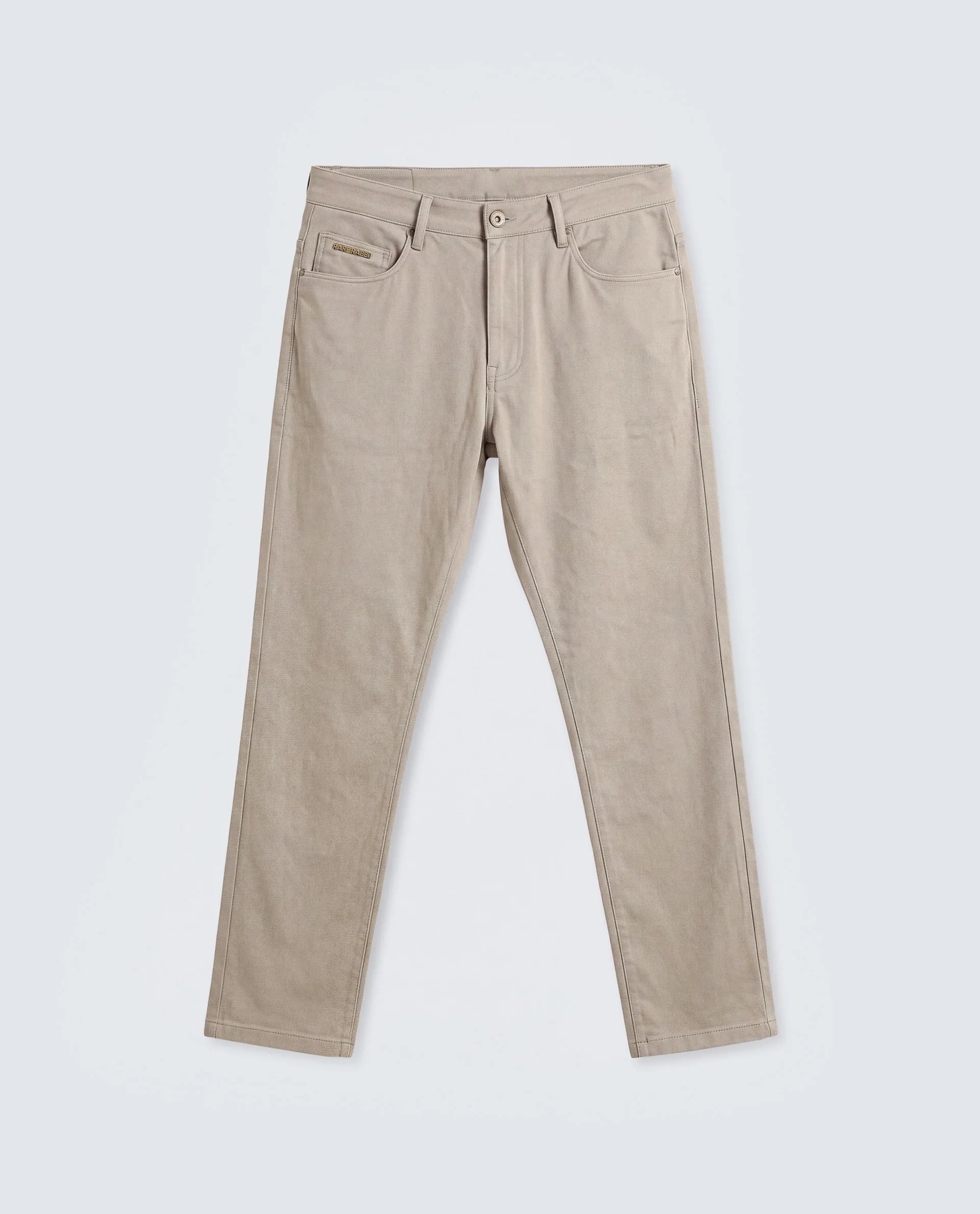 Rare Rabbit Men's Spoke-Ss26 Beige Cotton Blend Fabric Regular Fit Plain Trouser