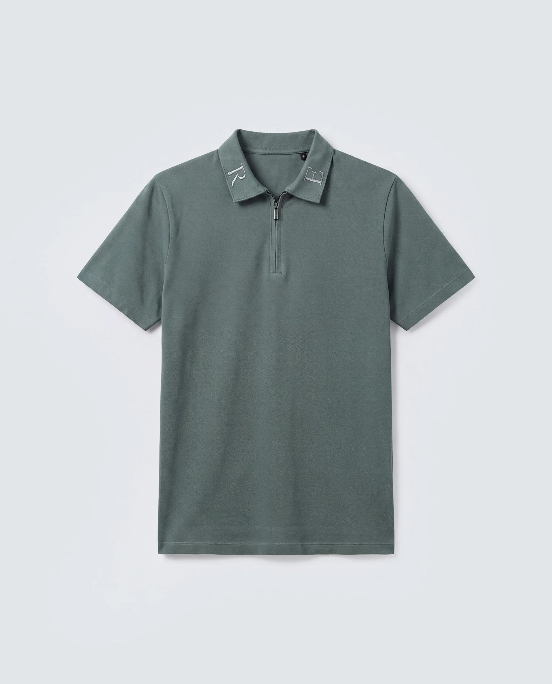 Rare Rabbit Men's Thero-25 Dusky Green Cotton Blend Plain Regular Fit Half Sleeve Polo
