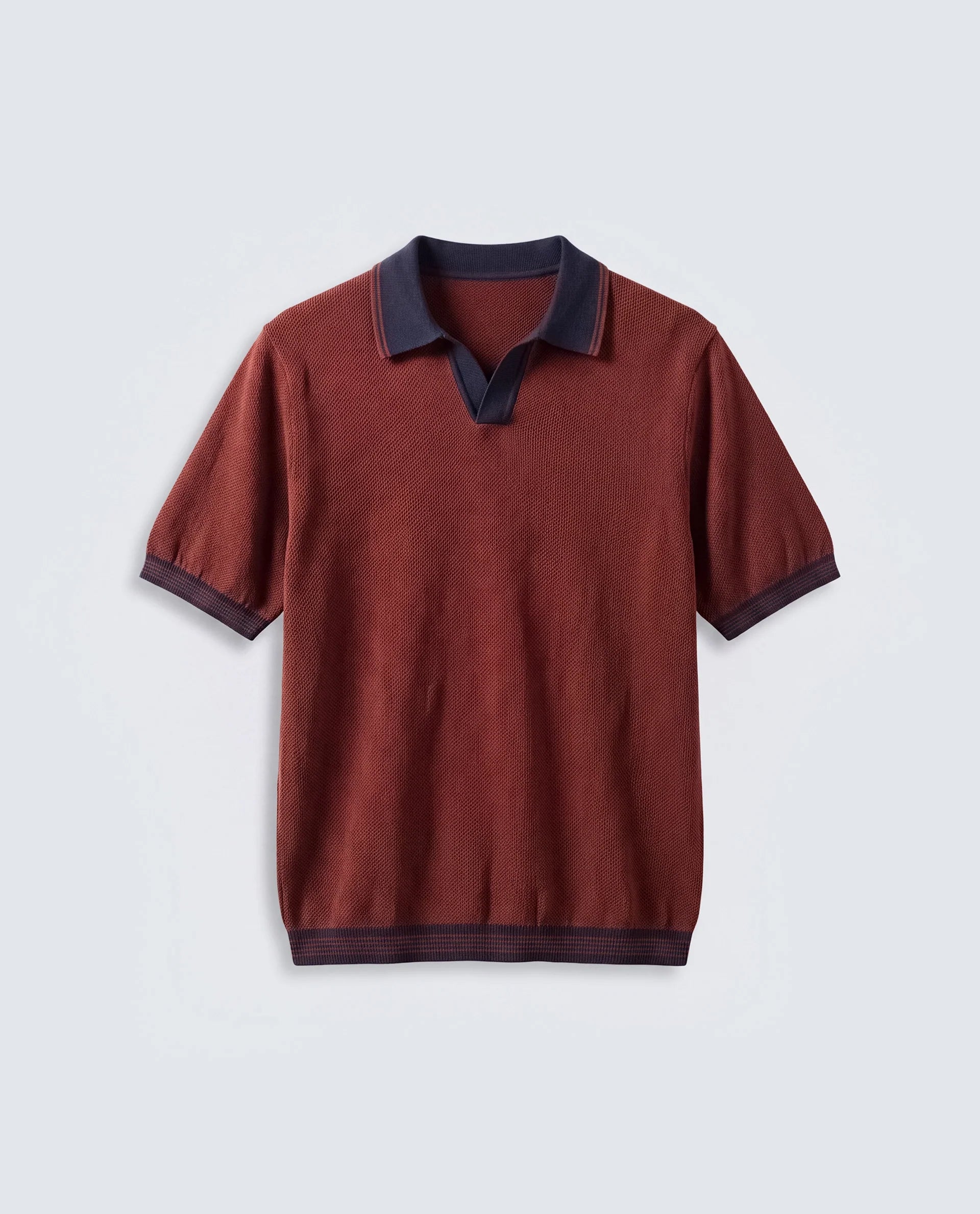 Rare Rabbit Men's Tipo Pastel Rust Cotton Fabric Half Sleeve Regular Fit Textured Polo