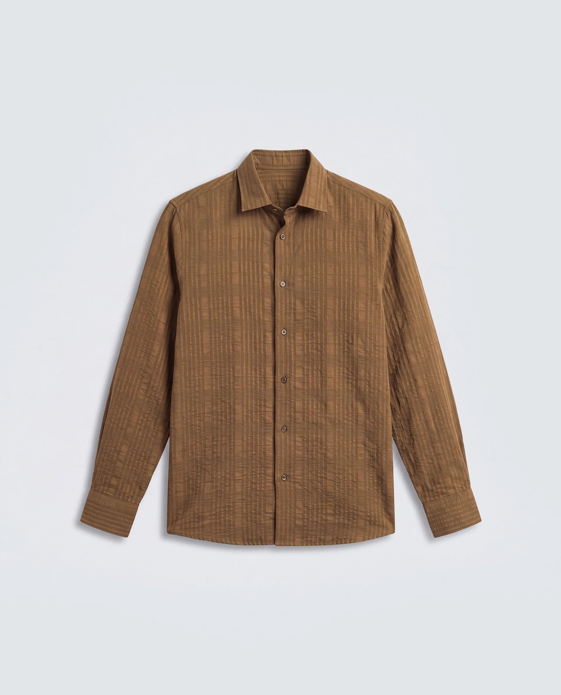 Rare Rabbit Men's Vaxo Dusky Mustard Viscose Blend Checked Print Regular Fit Full Sleeve Collared Shirt