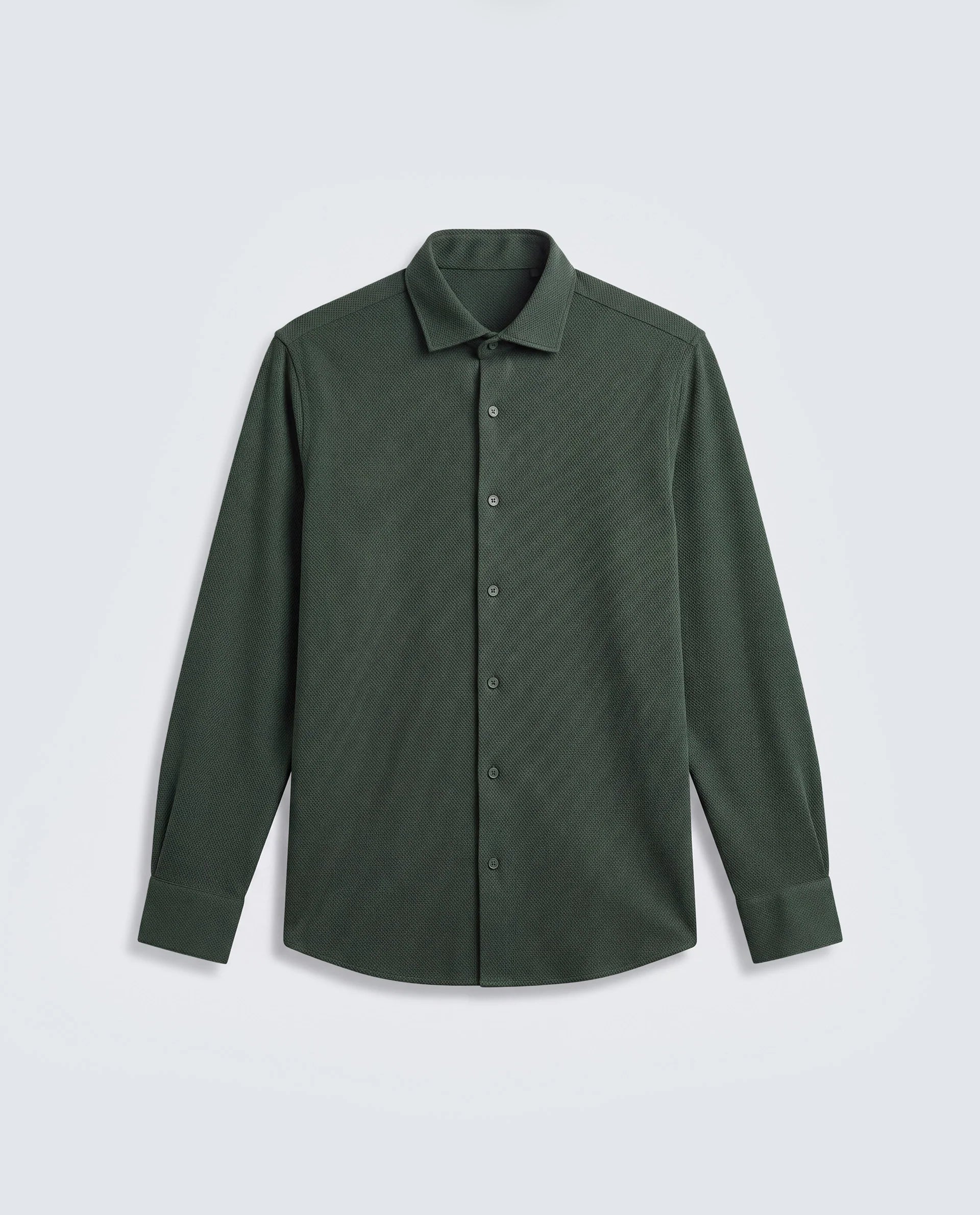 Rare Rabbit Men's Venziya-25 Dark Green Cotton Fabric Spread Collar Regular Fit Textured Shirt