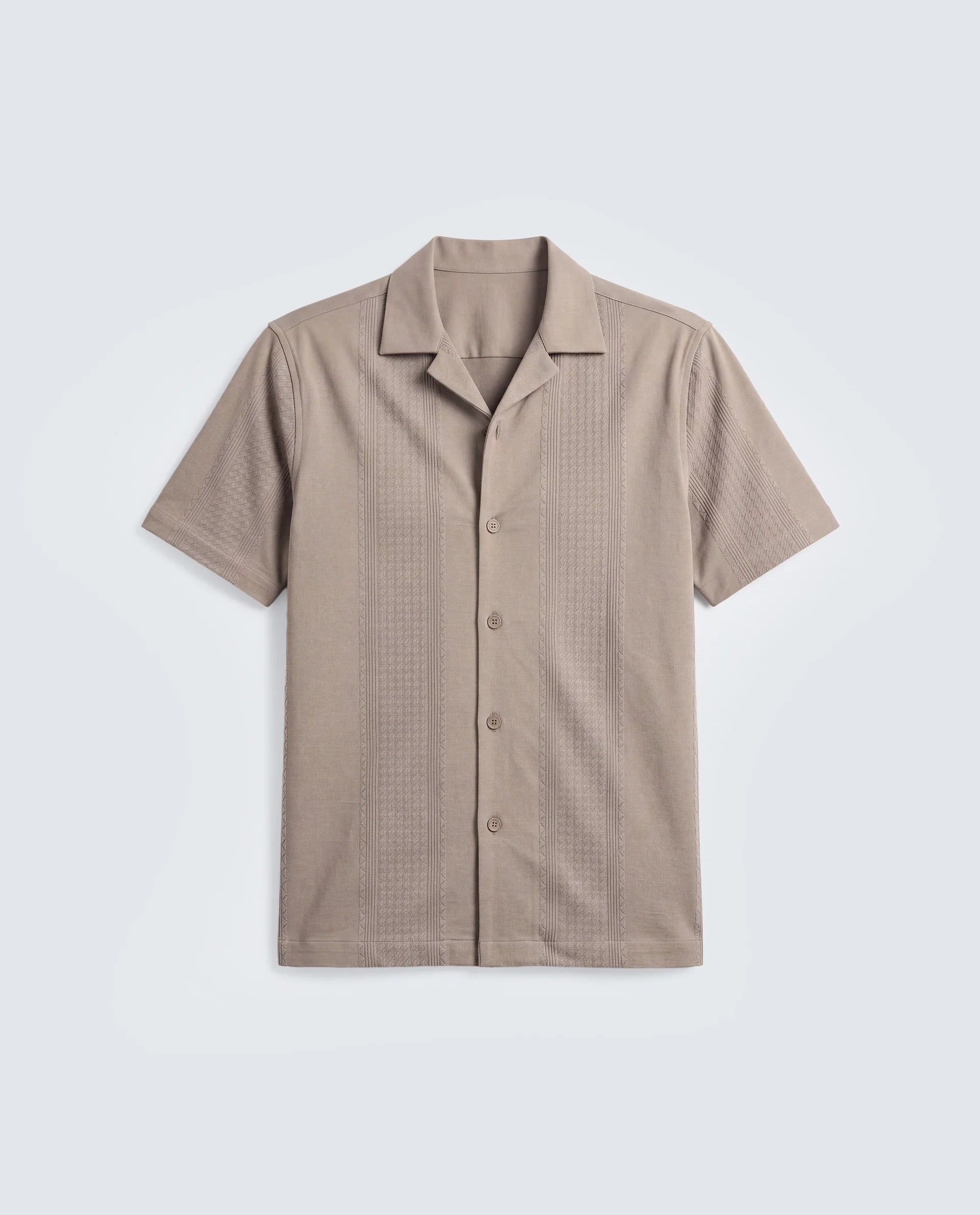 Rare Rabbit Men's Zinot Beige Cotton Blend Fabric Half Sleeve Cuban Collar Button Regular Plain Shirt