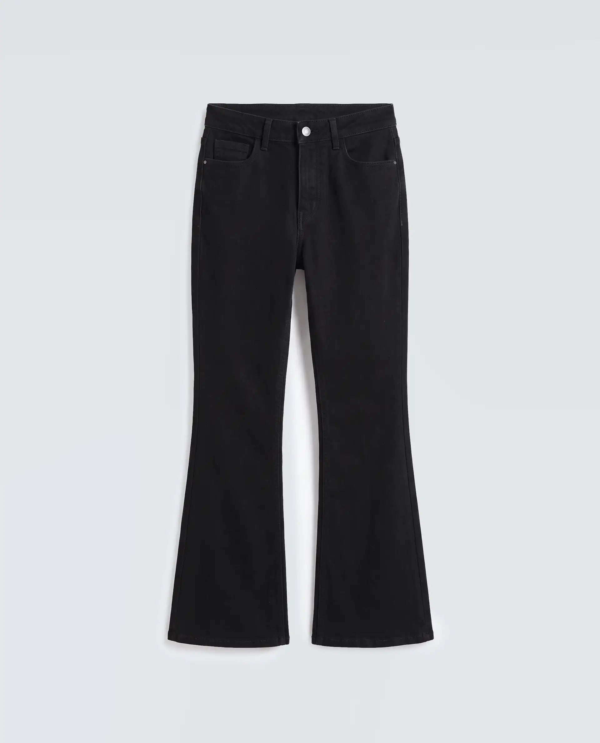 Rareism Women's Benob Black Cotton Blend Bootcut Plain Jeans