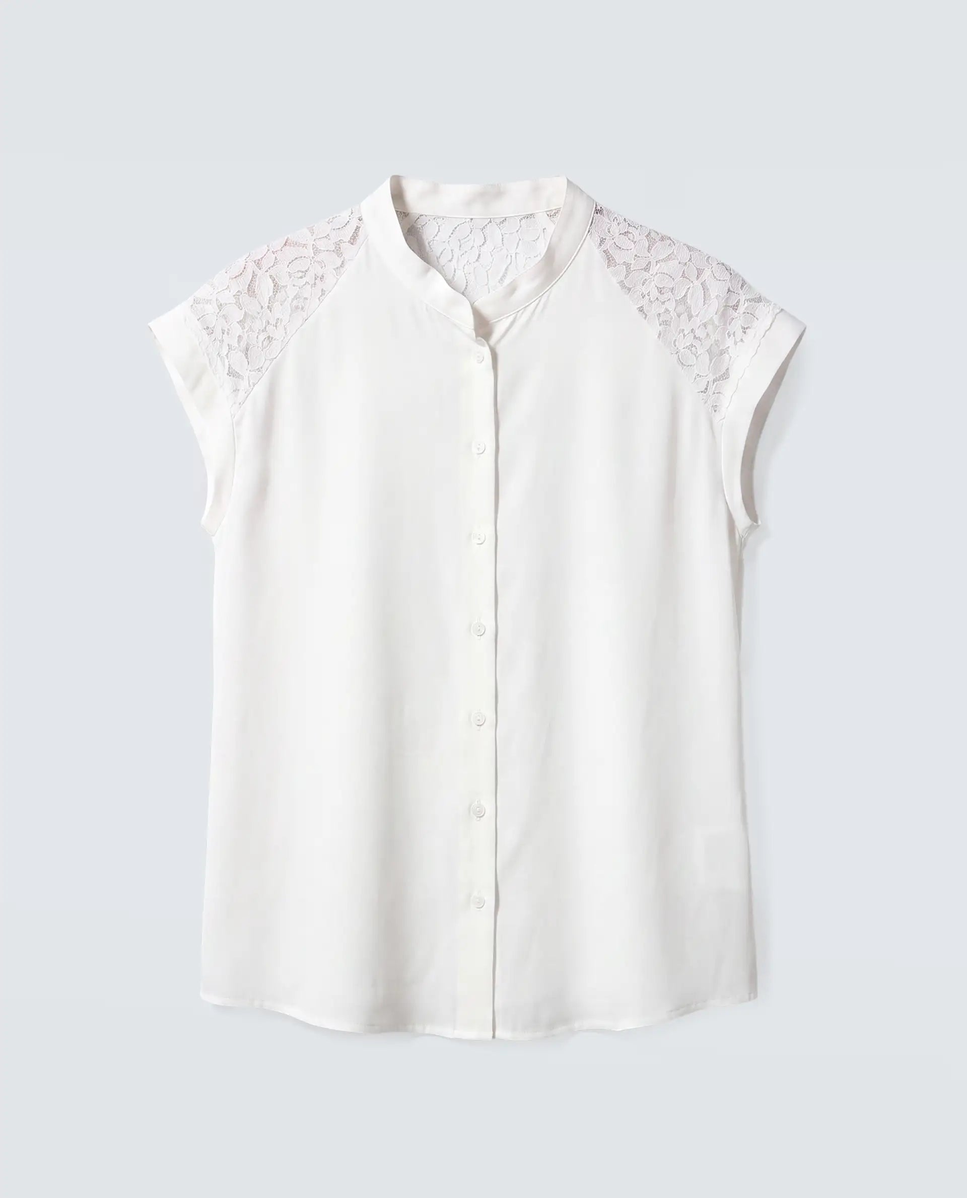 Rareism Women's Cida Off White Cotton Satin Half Sleeve Regular Fit Plain Top
