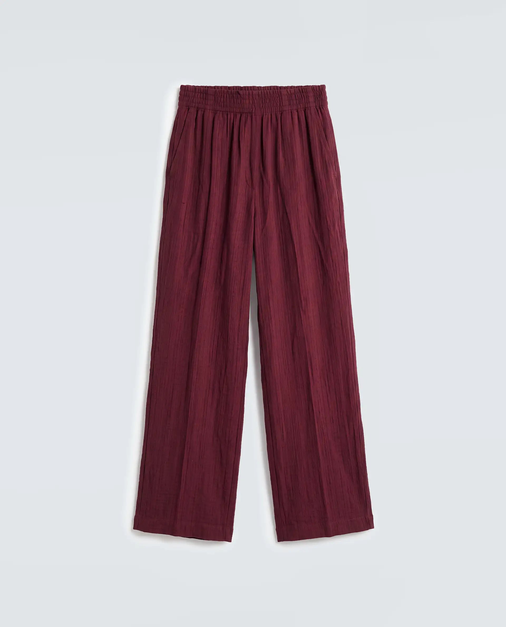 Rareism Women's Dano-B Maroon Viscose Blend Drawstring Wide Plain Trouser