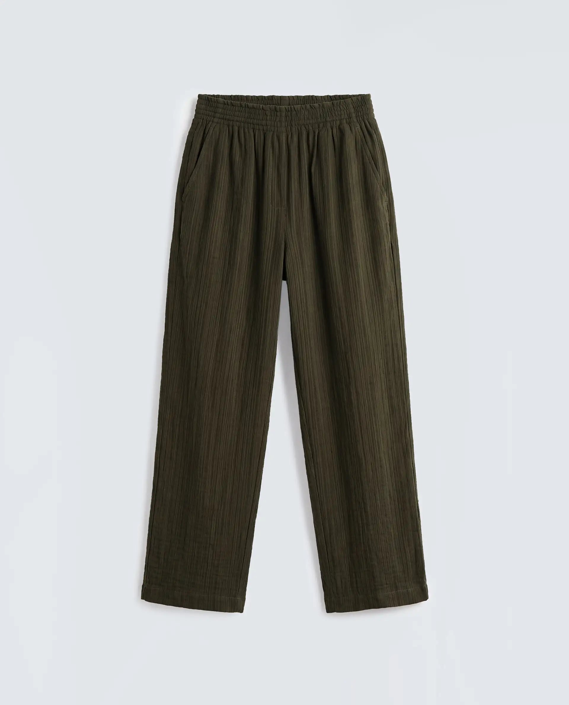 Rareism Women's Dano-B Olive Viscose Blend Drawstring Wide Plain Trouser