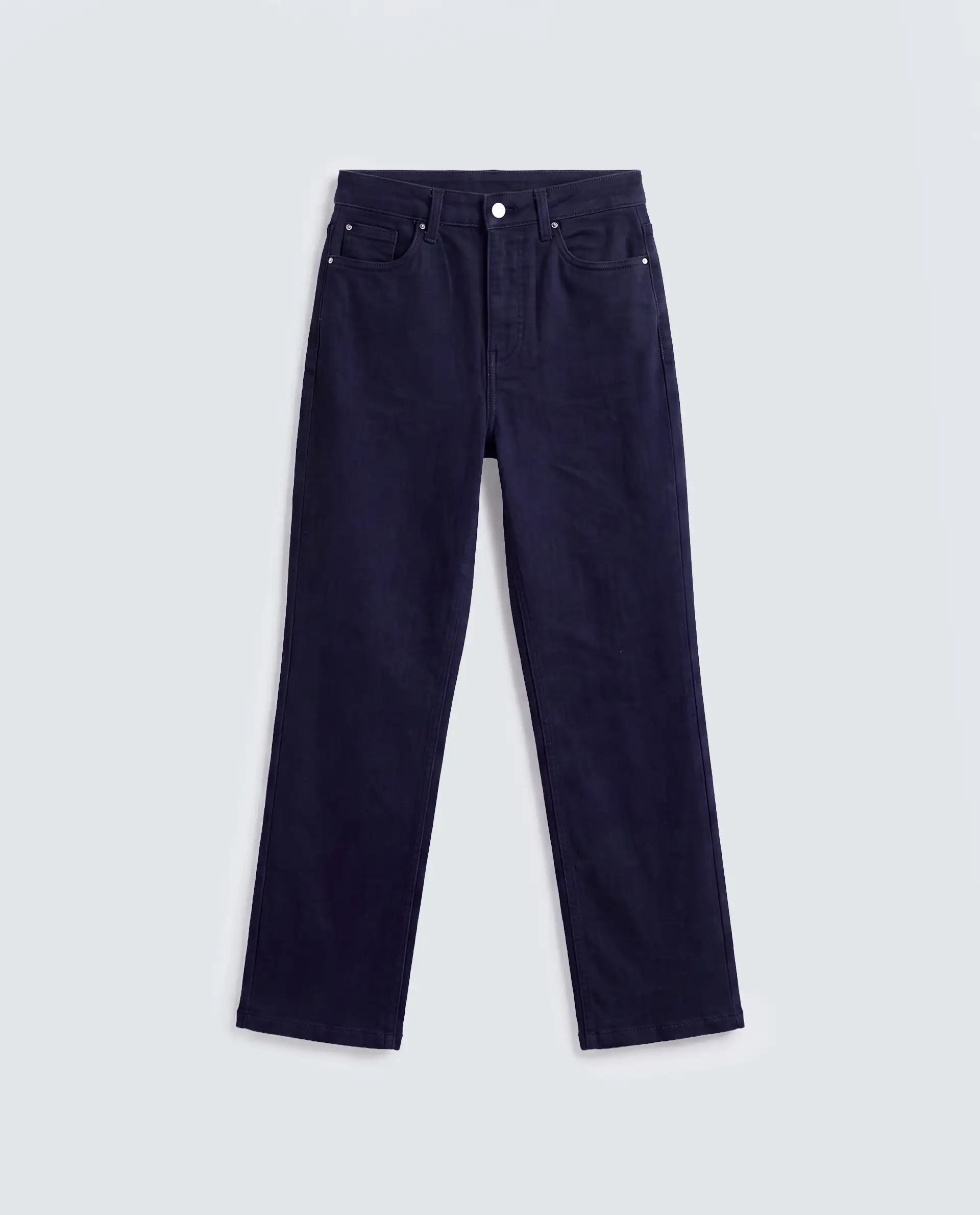 Rareism Women's Denly Navy Cotton Blend Straight Plain Jeans