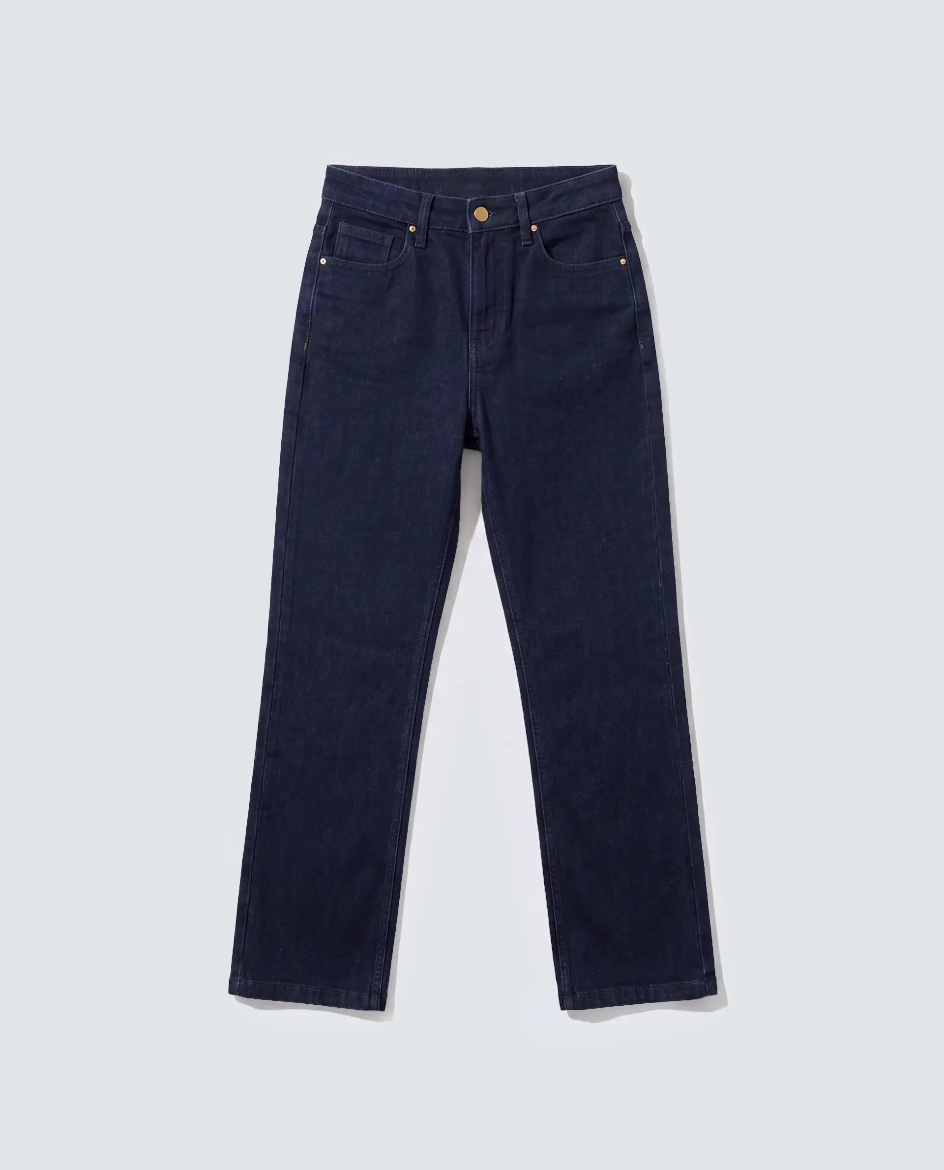 Rareism Women's Denvy Blue Cotton Blend Straight Plain Jeans