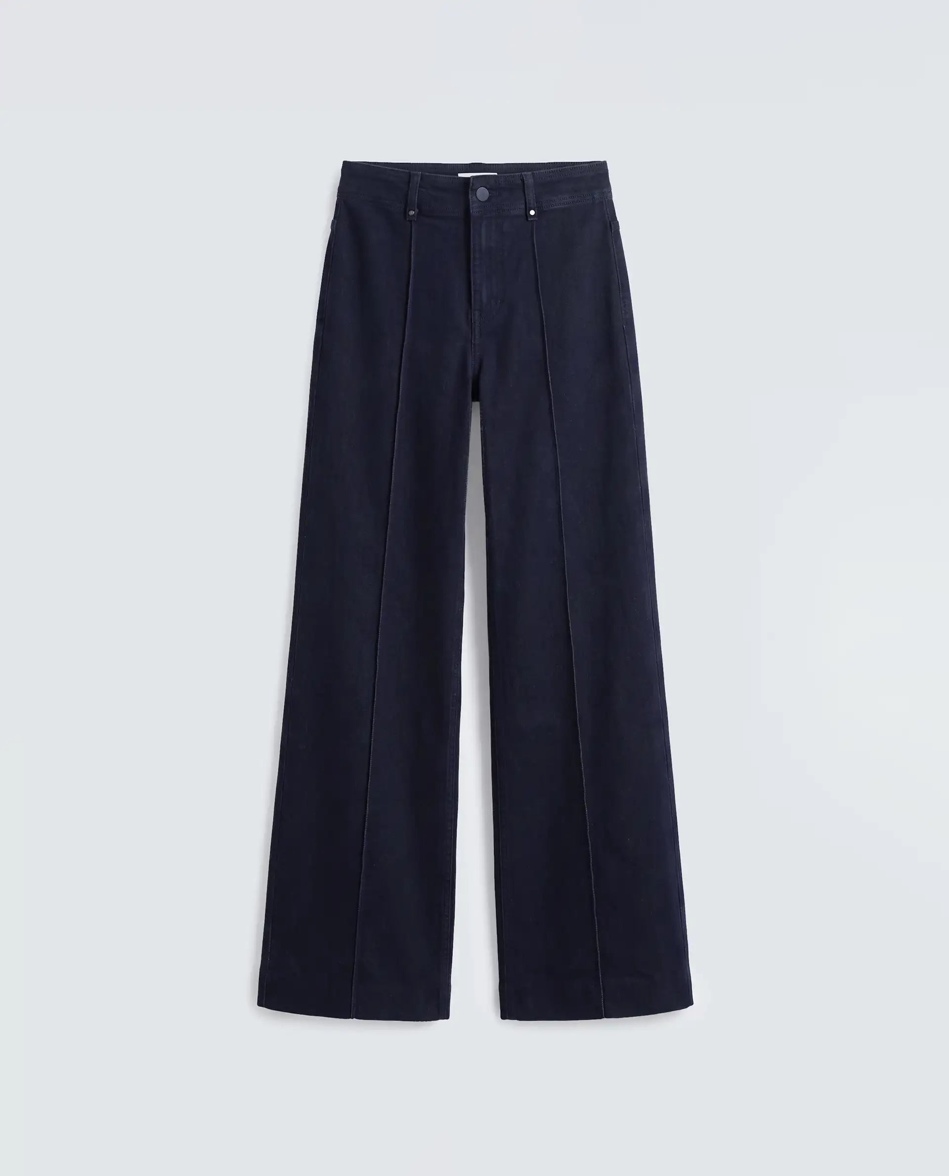 Rareism Women's Exora Dark Navy Cotton Blend Wide Leg Plain Jeans